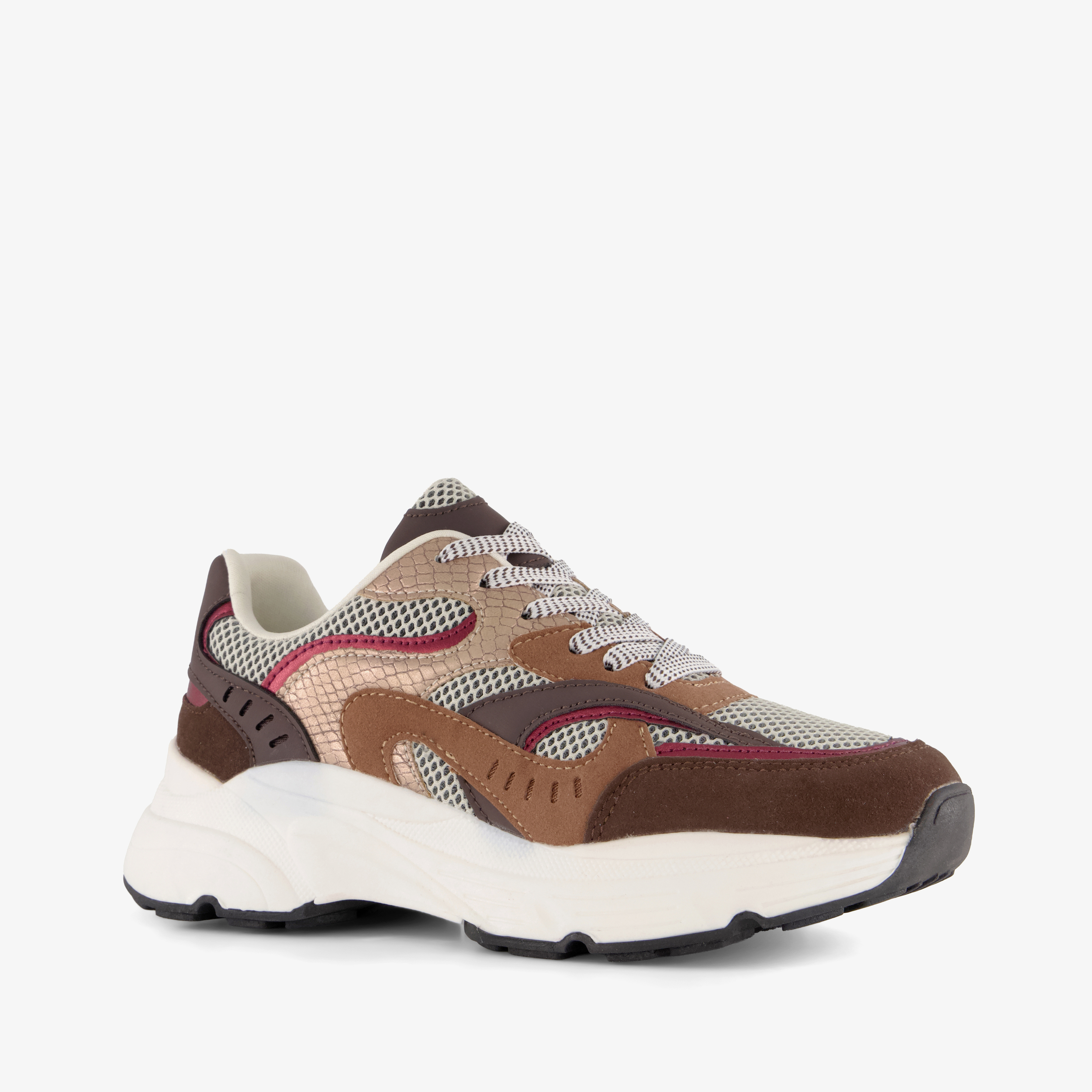 Blue Box dames dad sneakers bruin rood