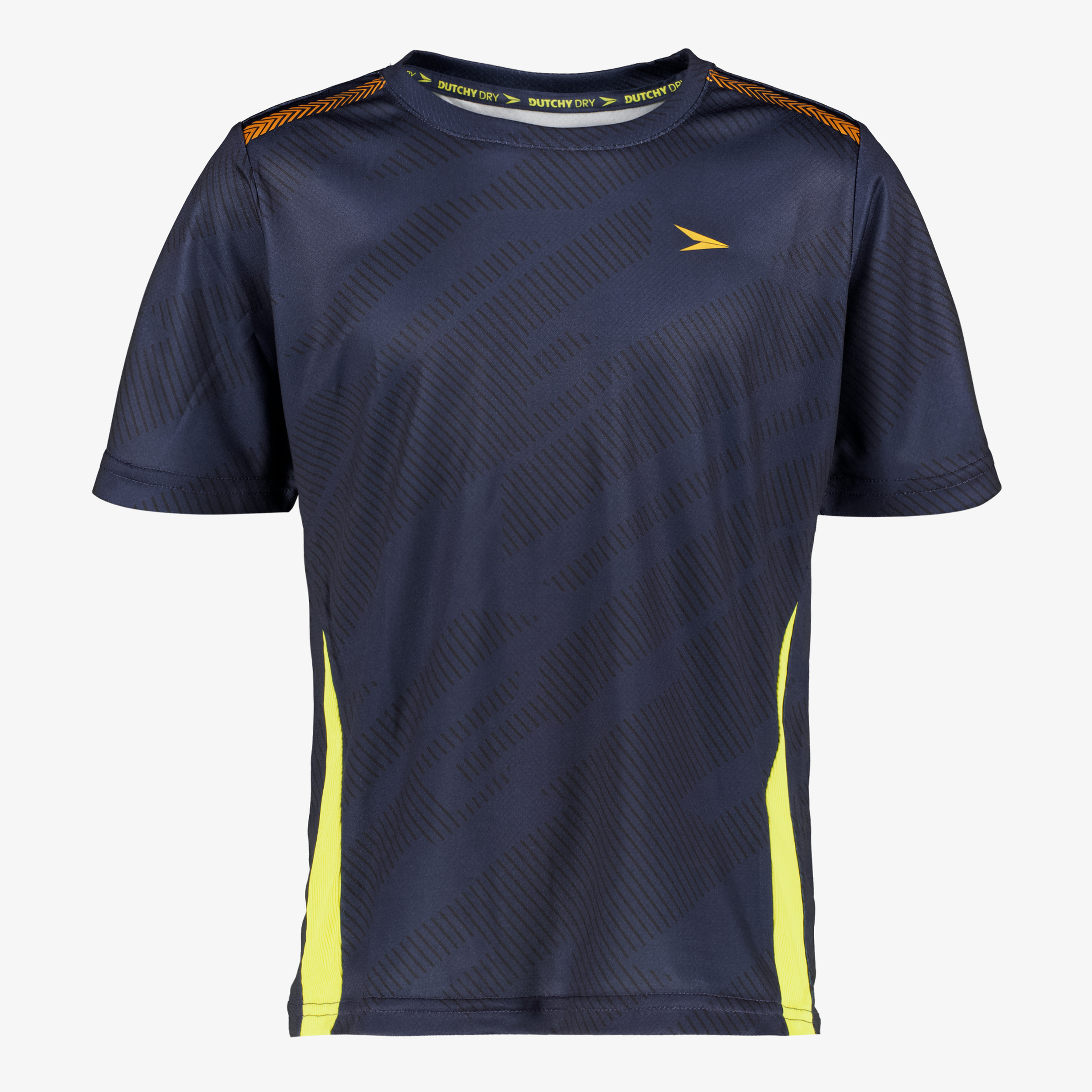 Dutchy Dry kinder voetbal T-shirt donkerblauw geel