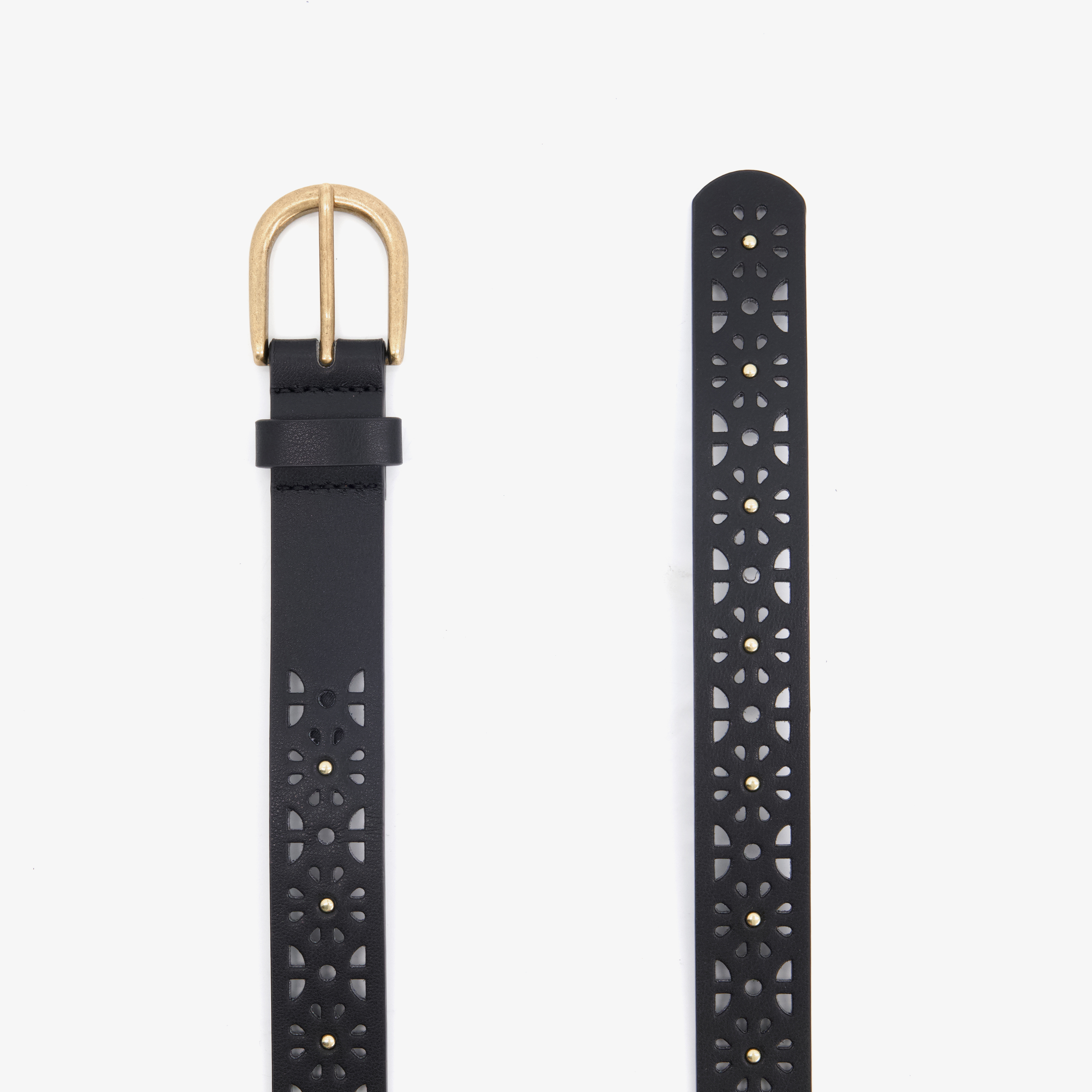 Dames riem met goudkleurige studs zwart – foto 2