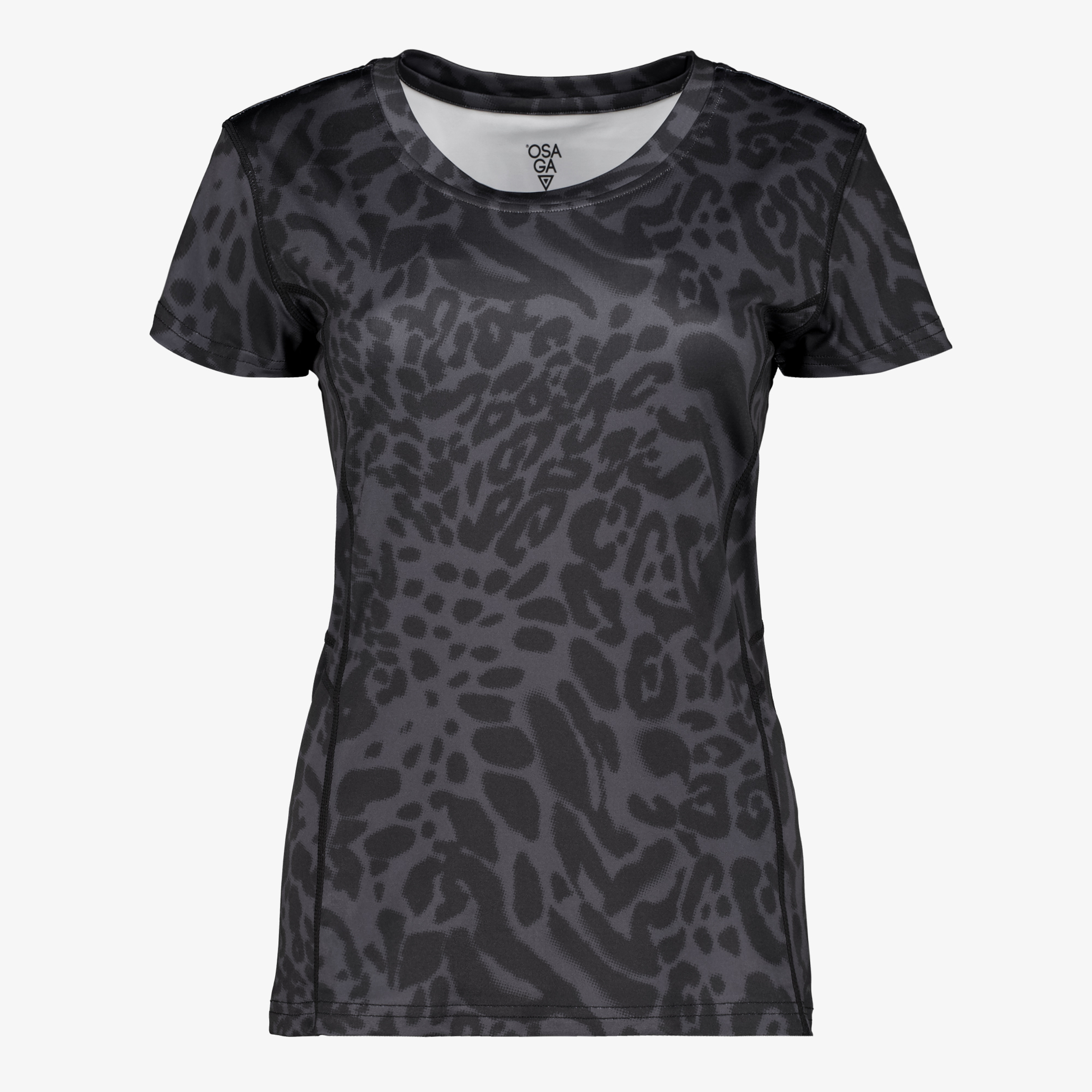 Osaga dames sport T-shirt met panterprint zwart t-shirts & tops