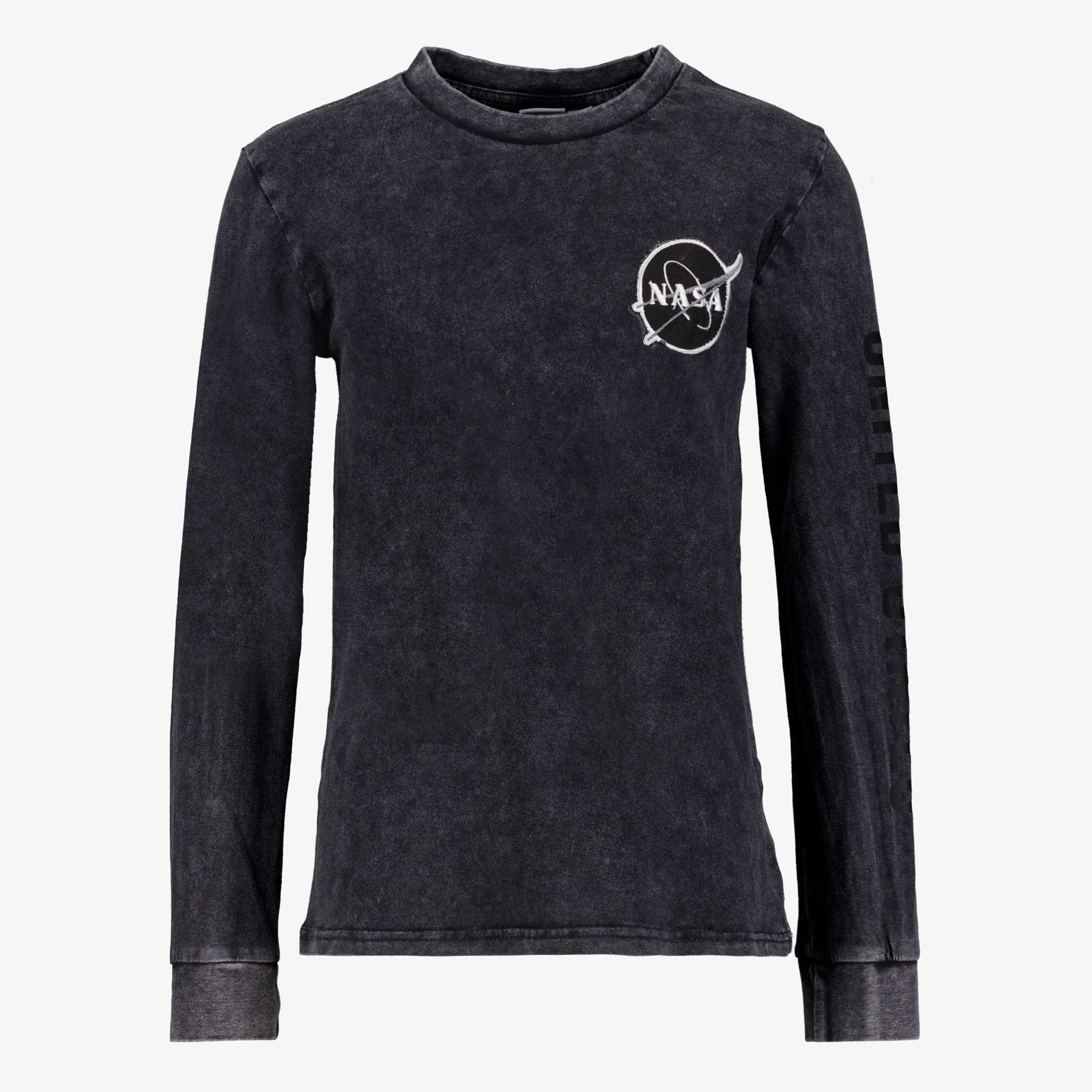Unsigned jongens shirt zwart met acid wash