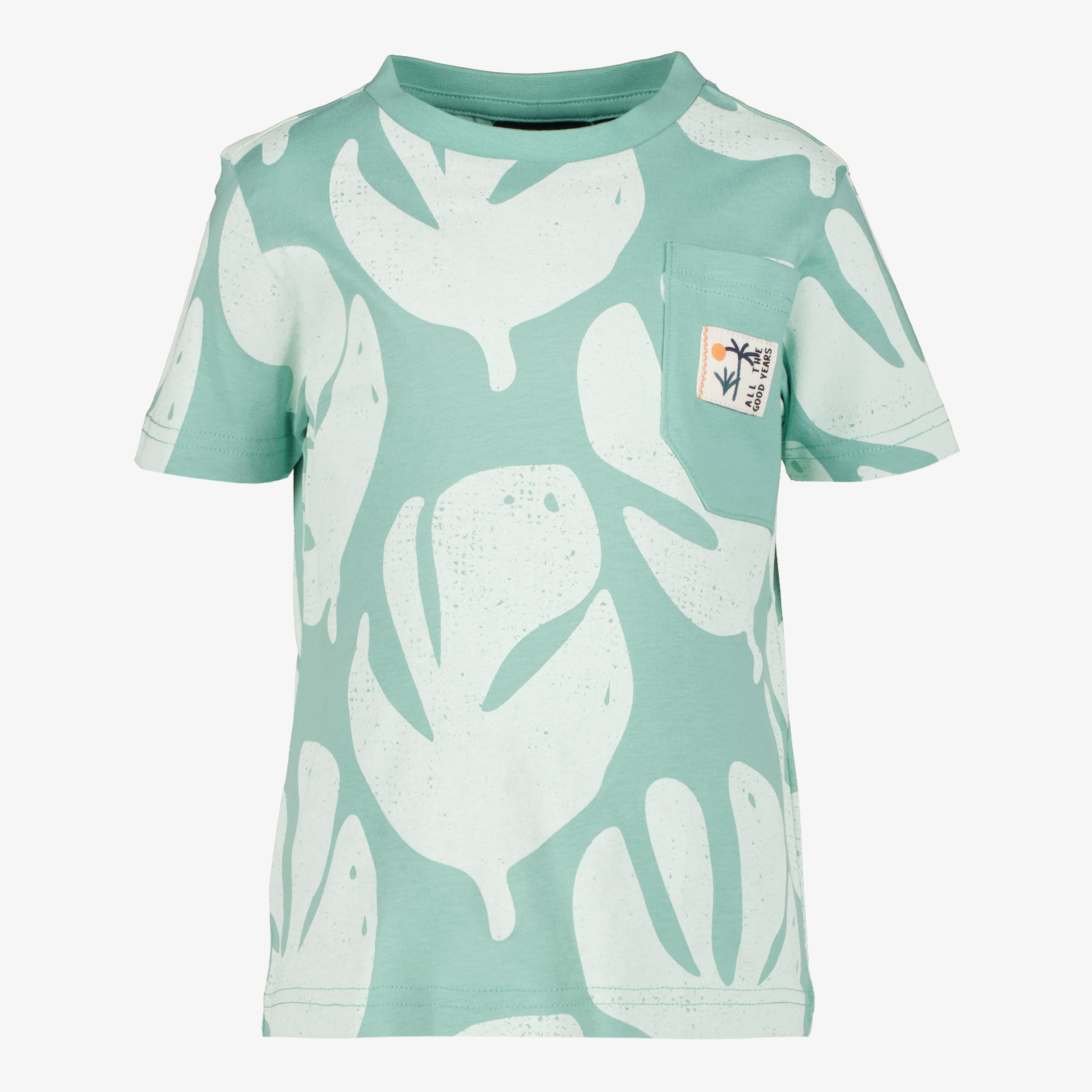Unsigned jongens T-shirt met bladeren mintgrown