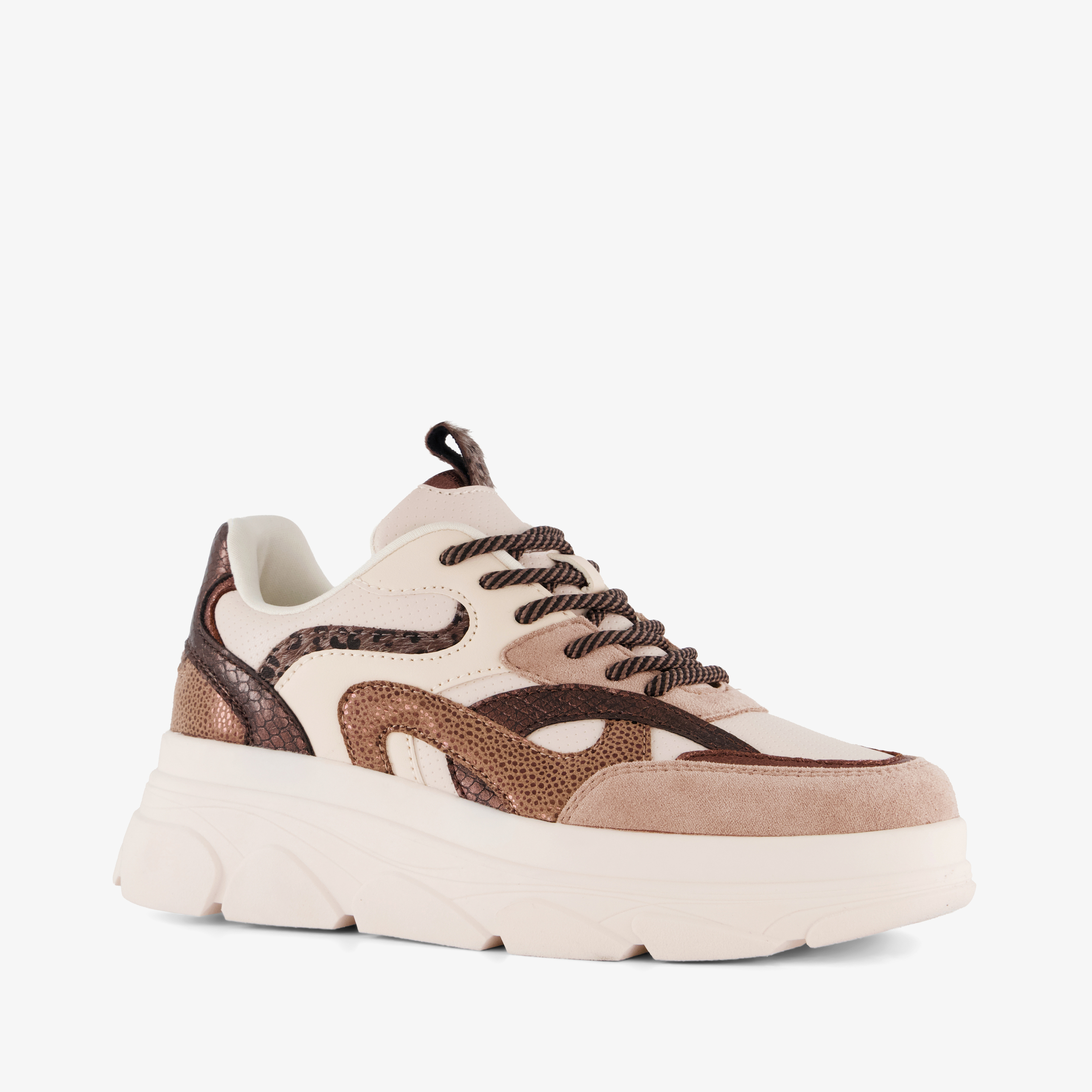 Blue Box dames dad sneakers beige bruin