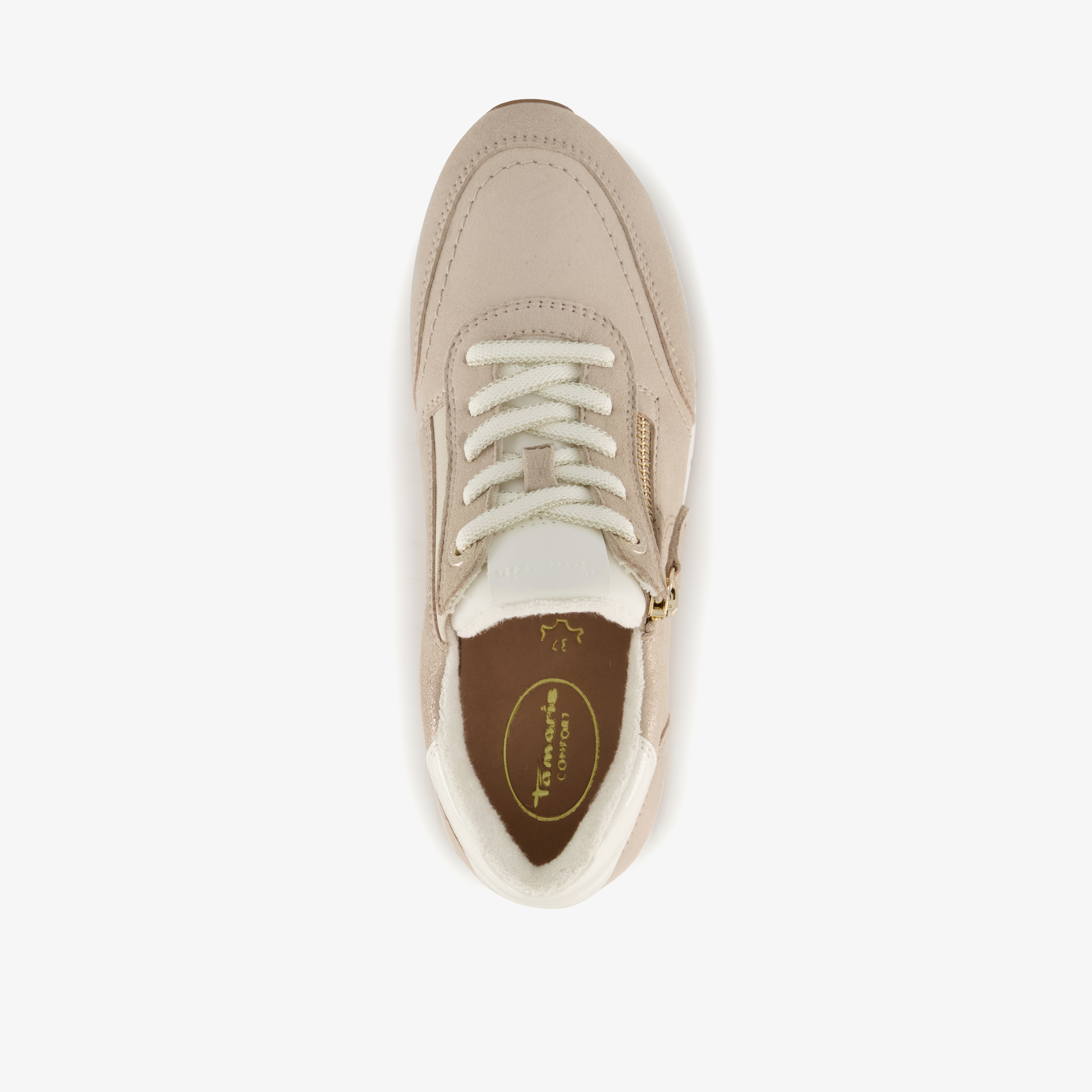 Tamaris Comfort leren dames sneakers beige – foto 4