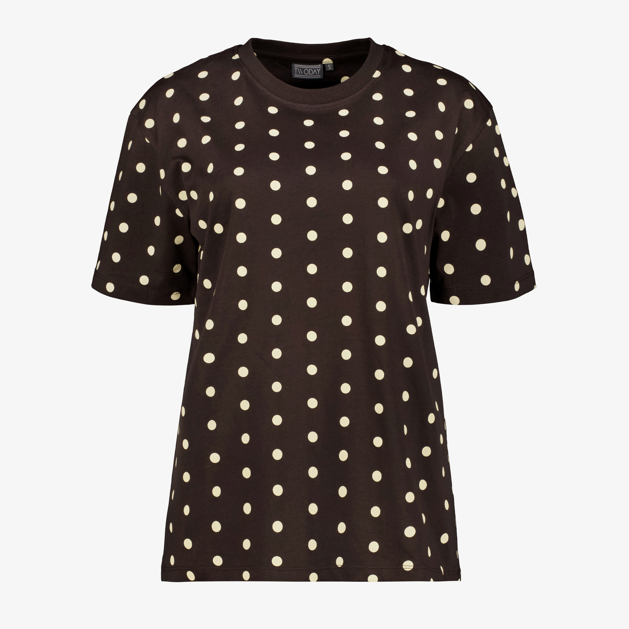 TwoDay dames T-shirt met polkadots bruin t-shirts & tops