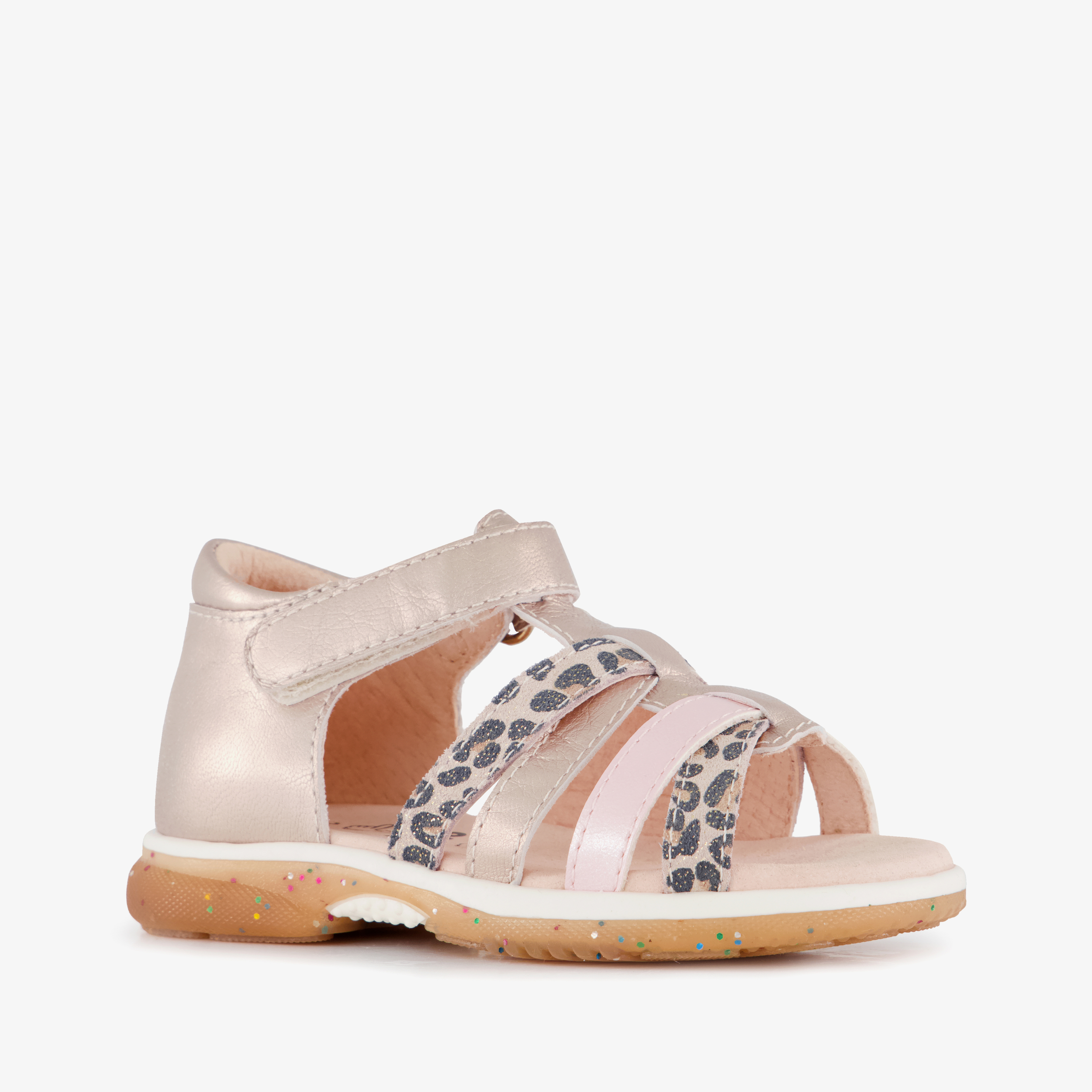 Stap leren meisjes sandalen panterprint roze