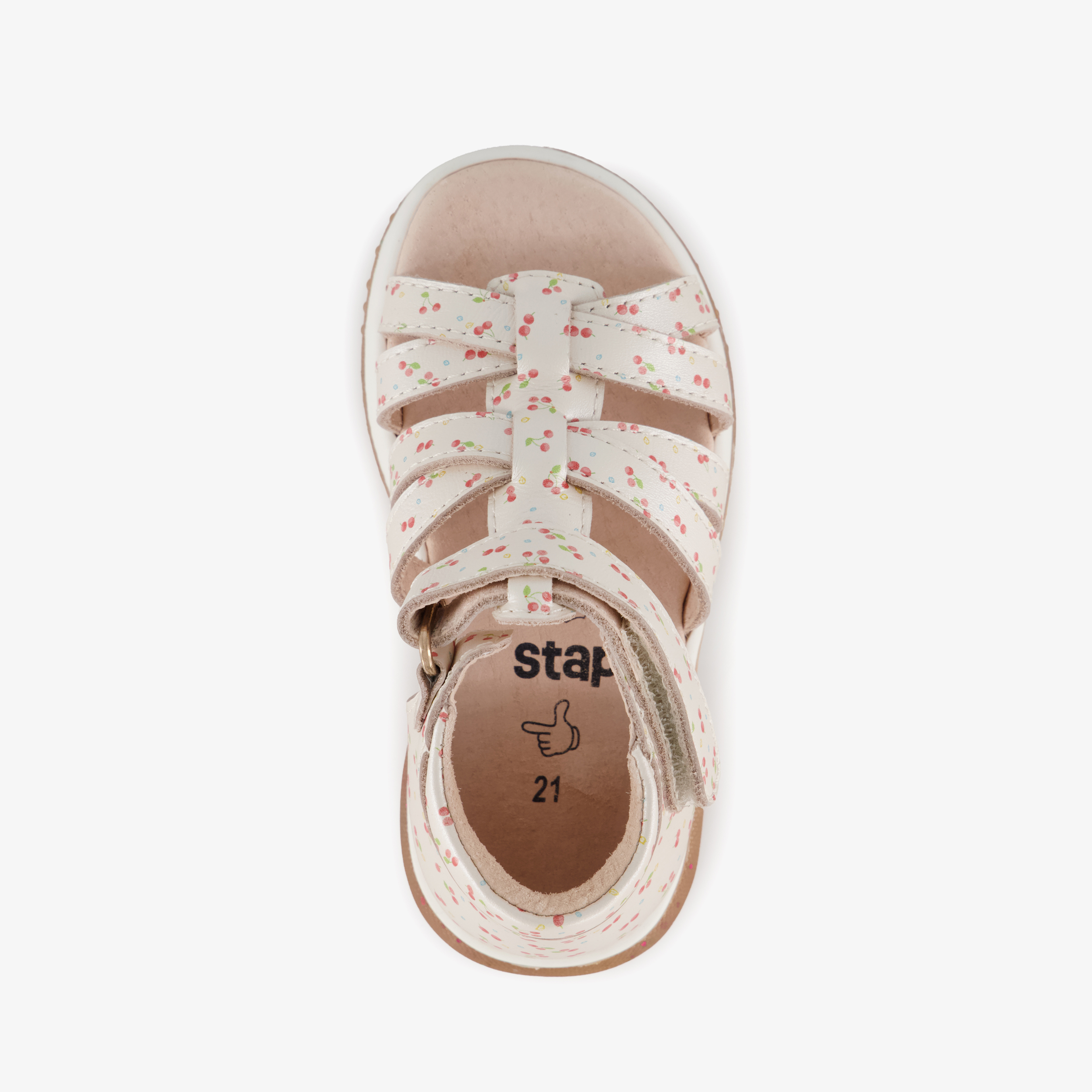 Stap leren meisjes sandalen met kersen beige roze – foto 4