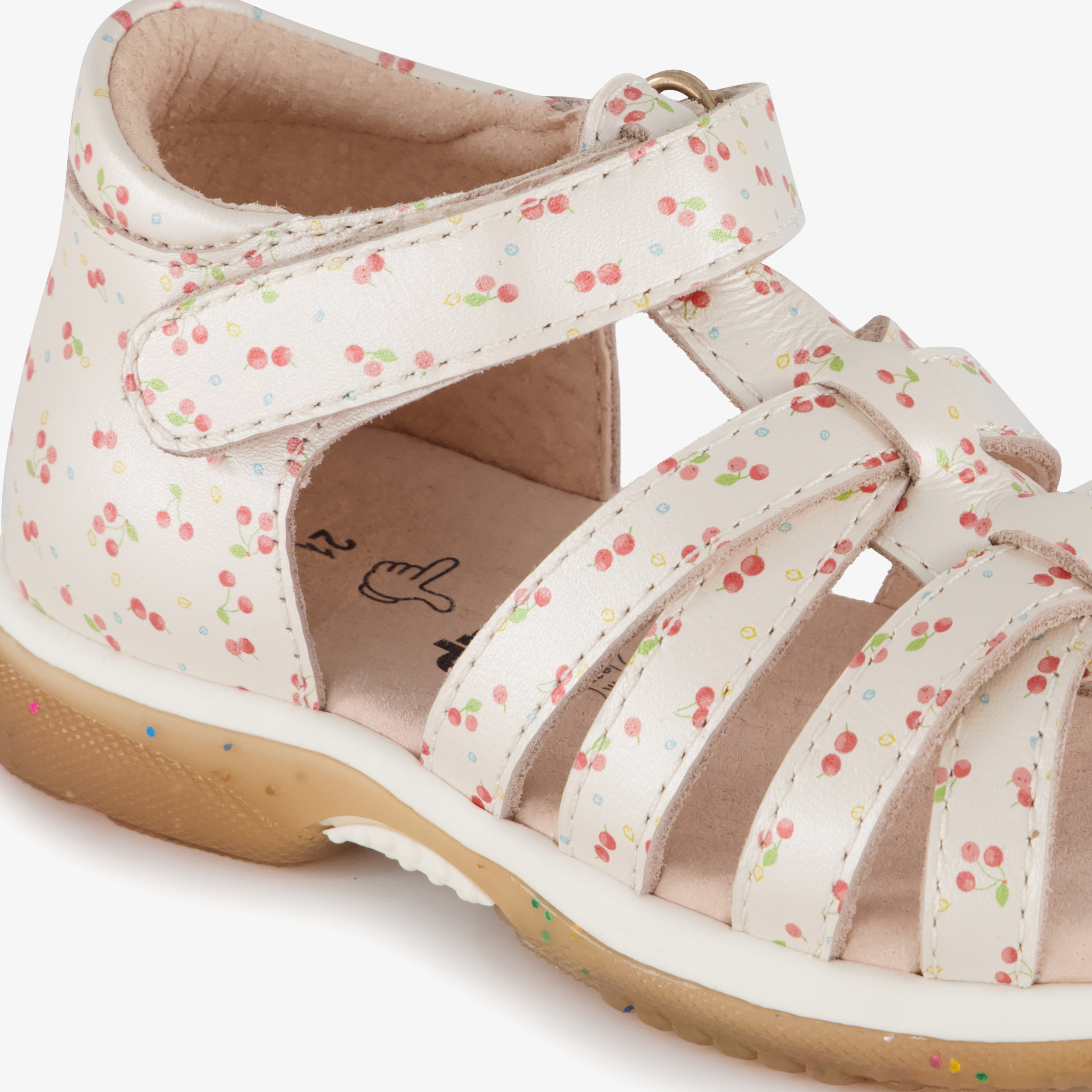 Stap leren meisjes sandalen met kersen beige roze – foto 5