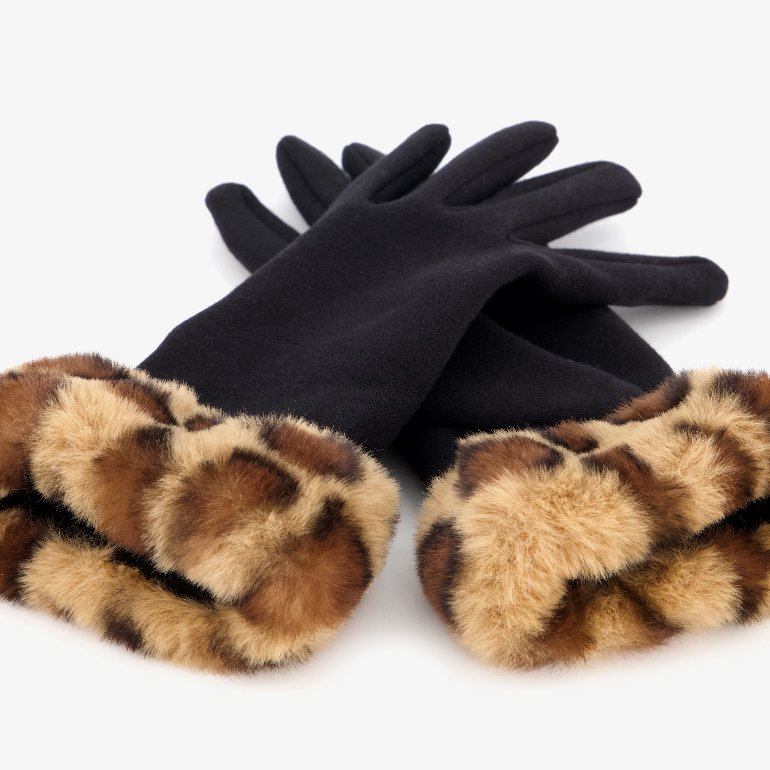 Dames handschoenen zwart met luipaardprint sjaals, mutsen & handschoenen – foto 2