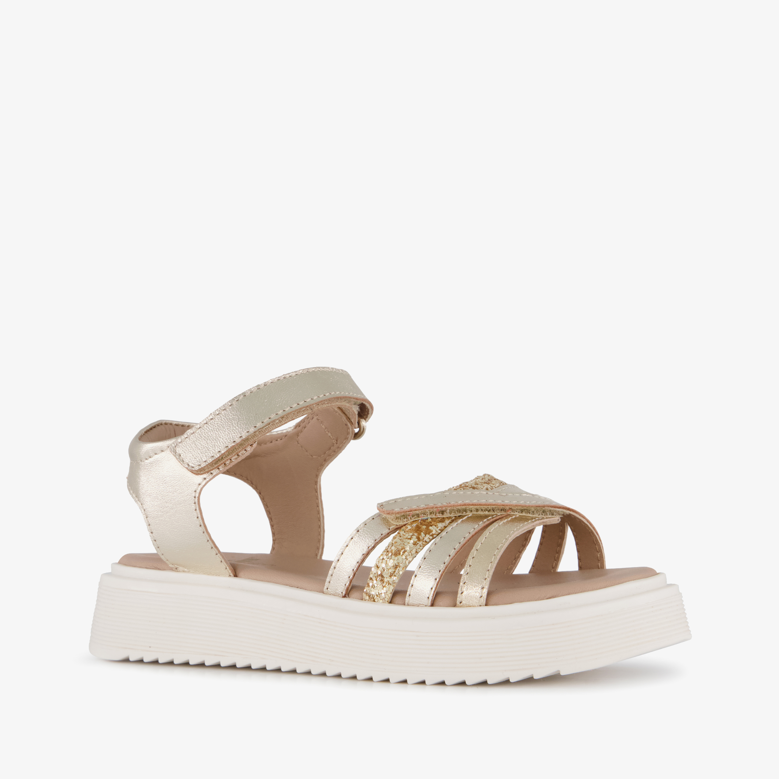 Groot leren meisjes sandalen goud