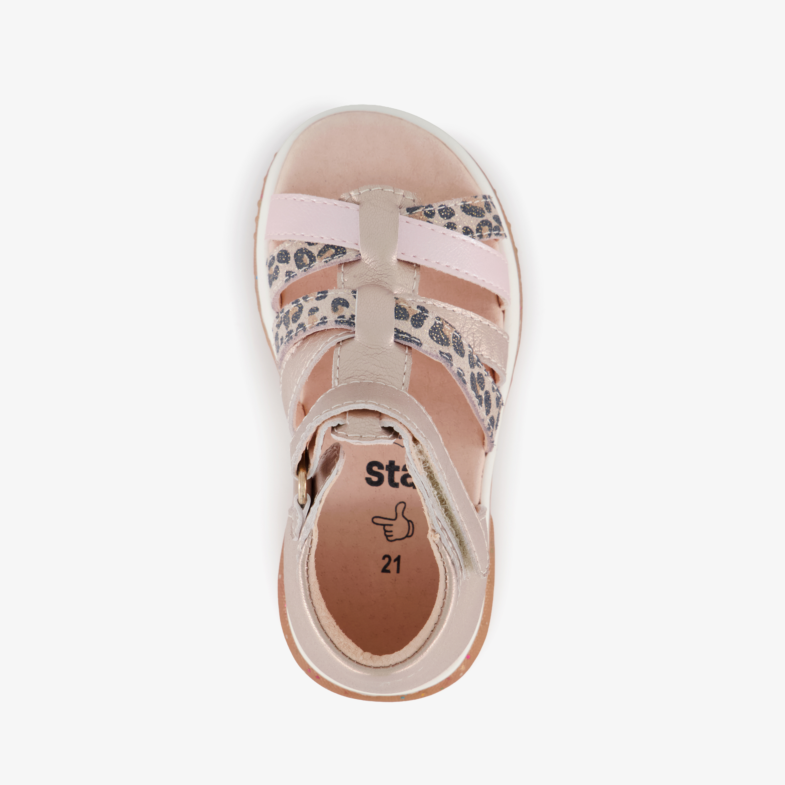 Stap leren meisjes sandalen panterprint roze – foto 4