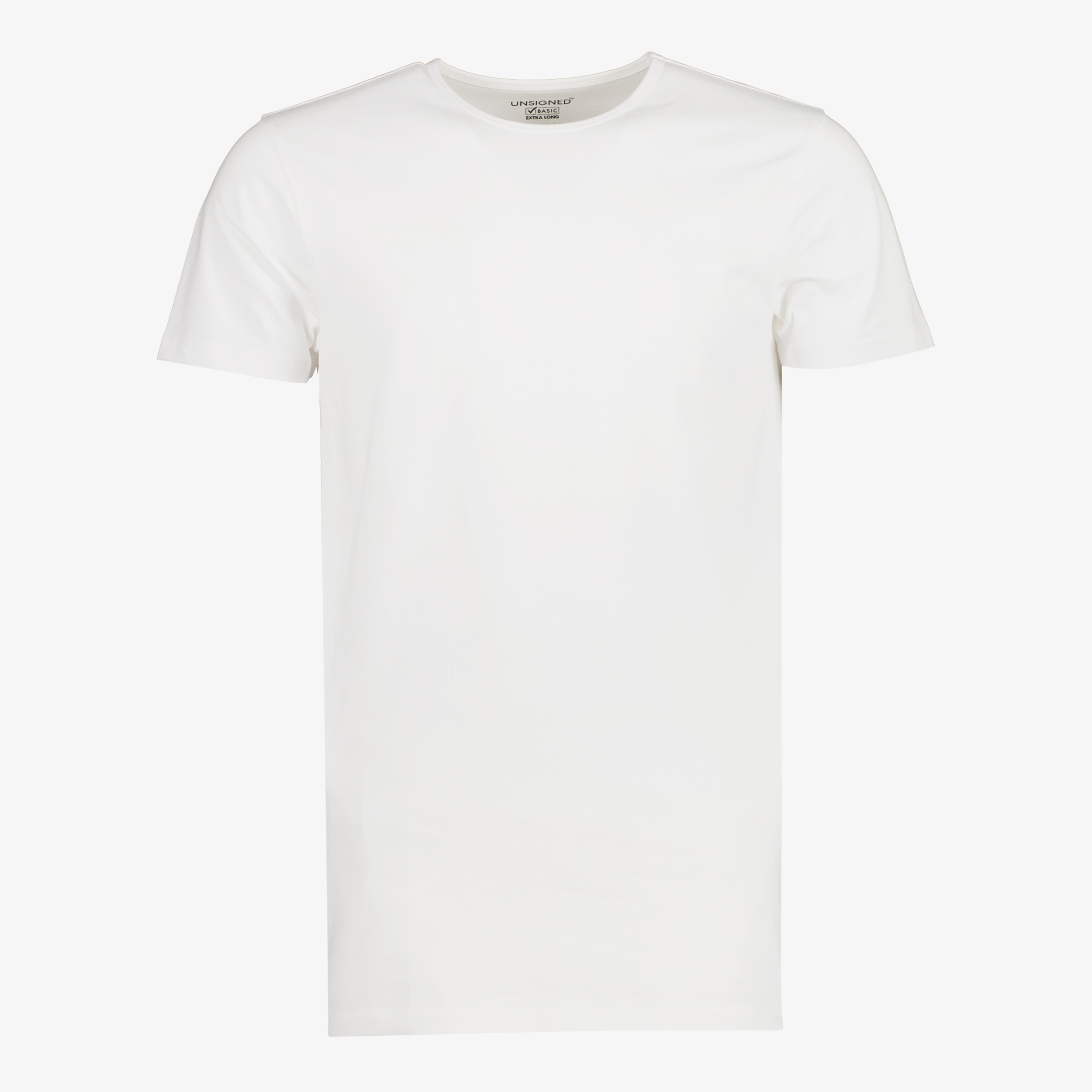 Unsigned heren T-shirt extra lang met ronde hals