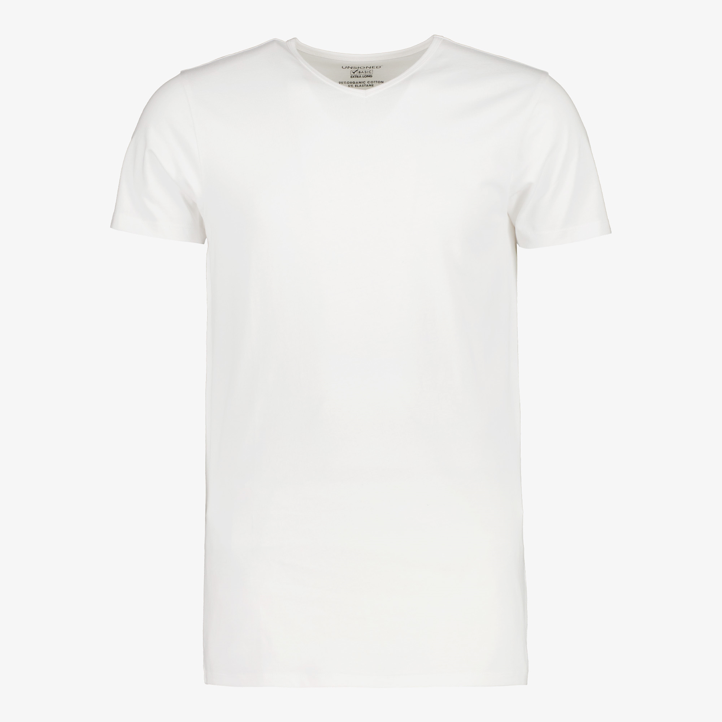 Unsigned heren T-shirt extra lang met v-hals t-shirts & tops
