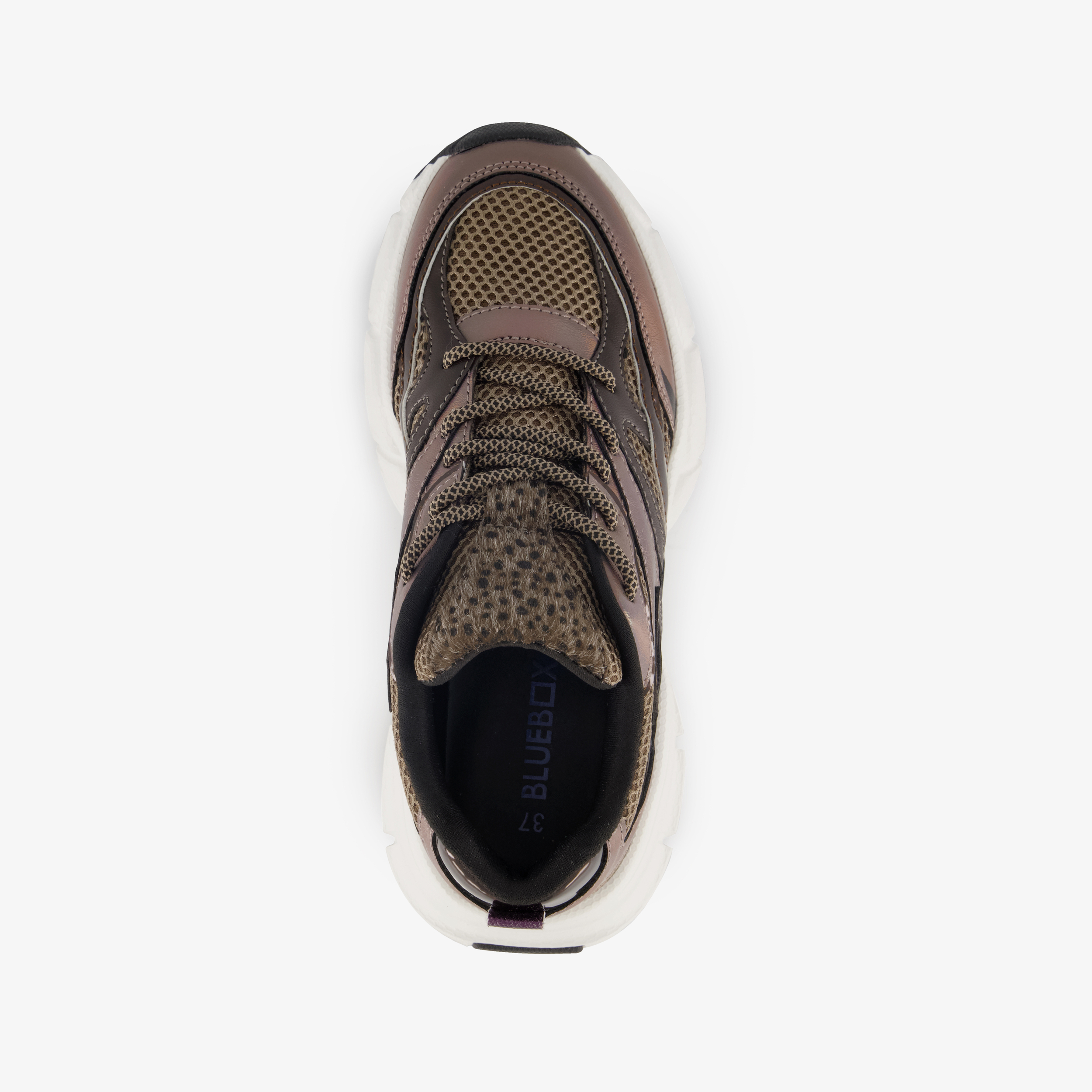 Blue Box dames dad sneakers met panterprint bruin – foto 4