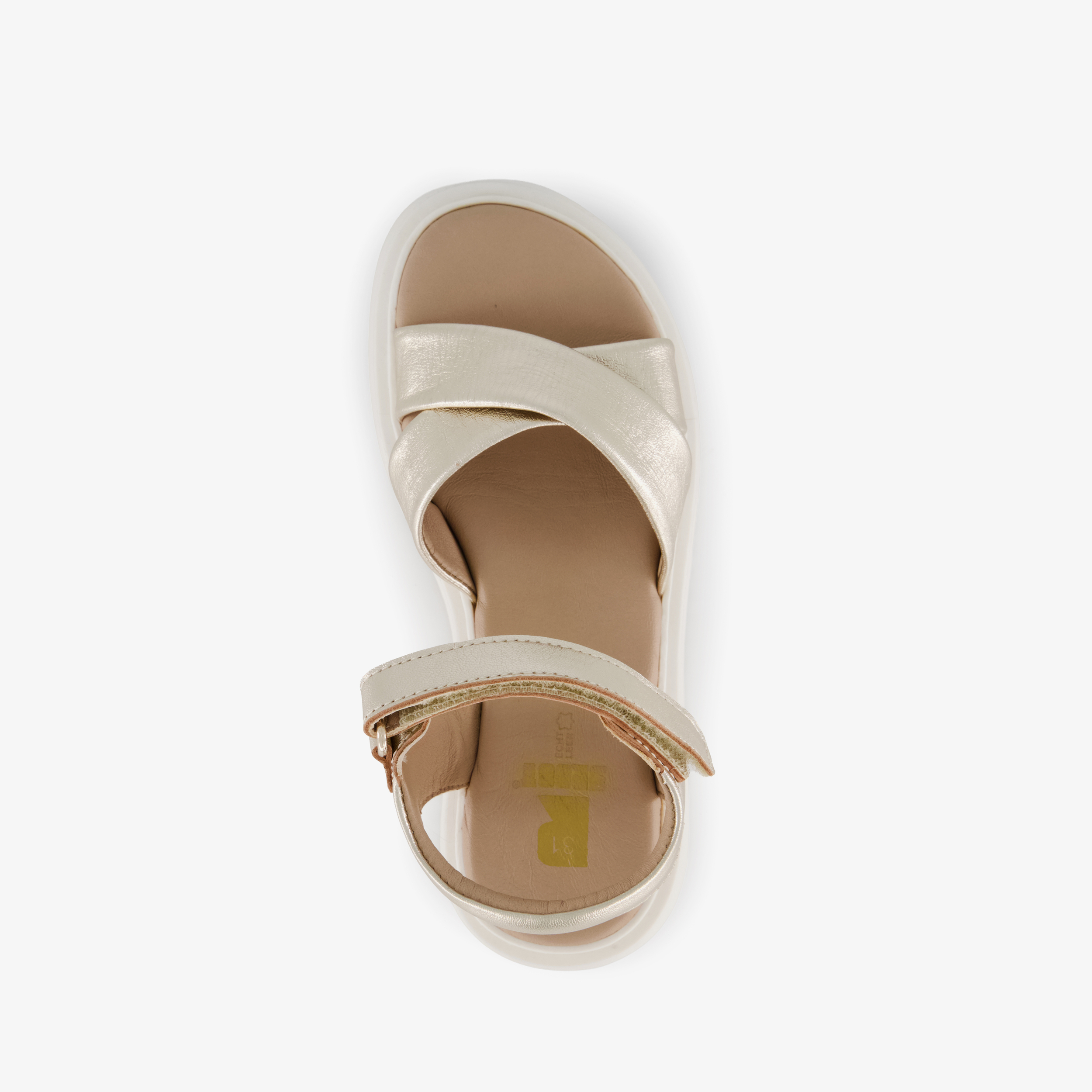 Groot leren meisjes sandalen champagne goud – foto 4