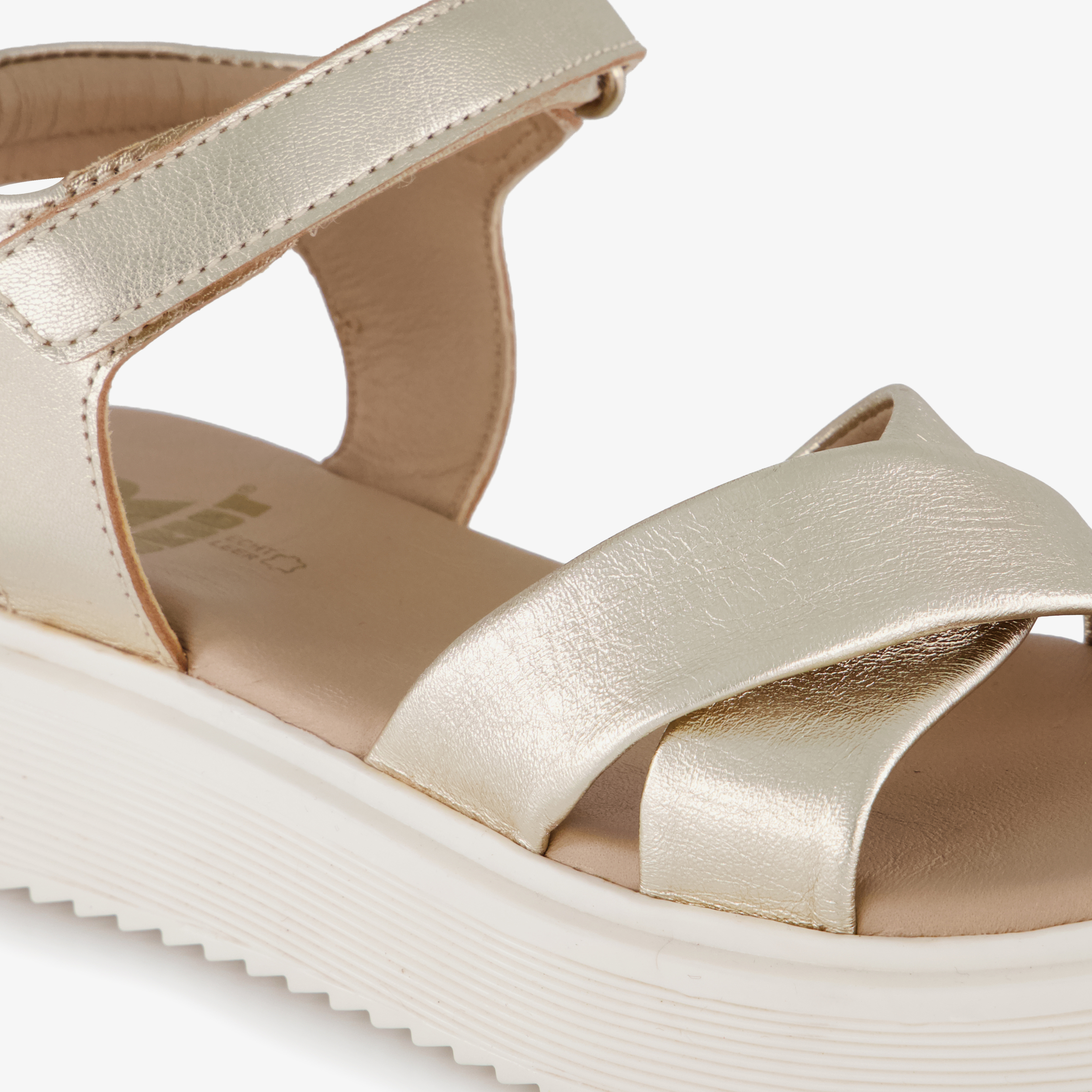 Groot leren meisjes sandalen champagne goud – foto 5