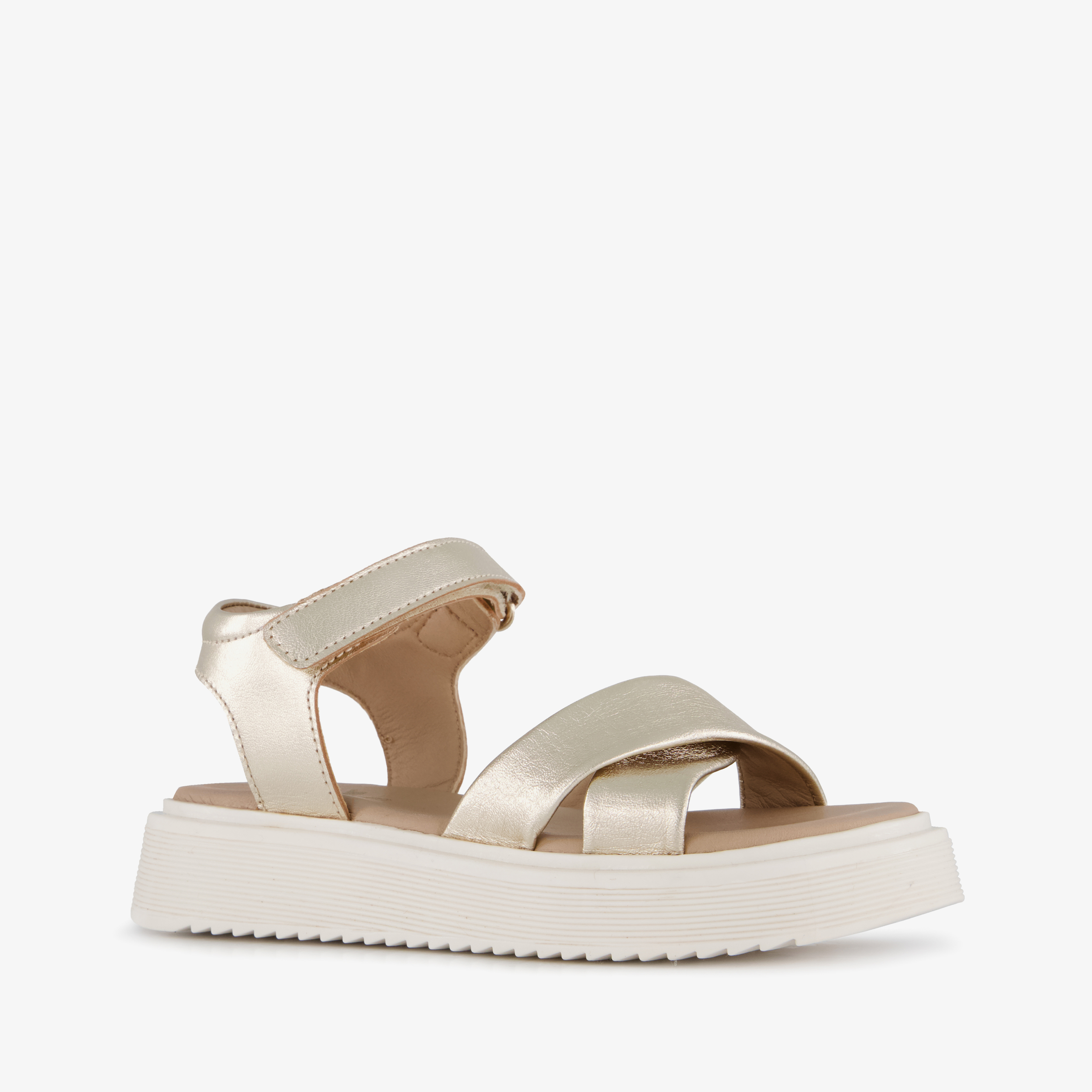 Groot leren meisjes sandalen champagne goud
