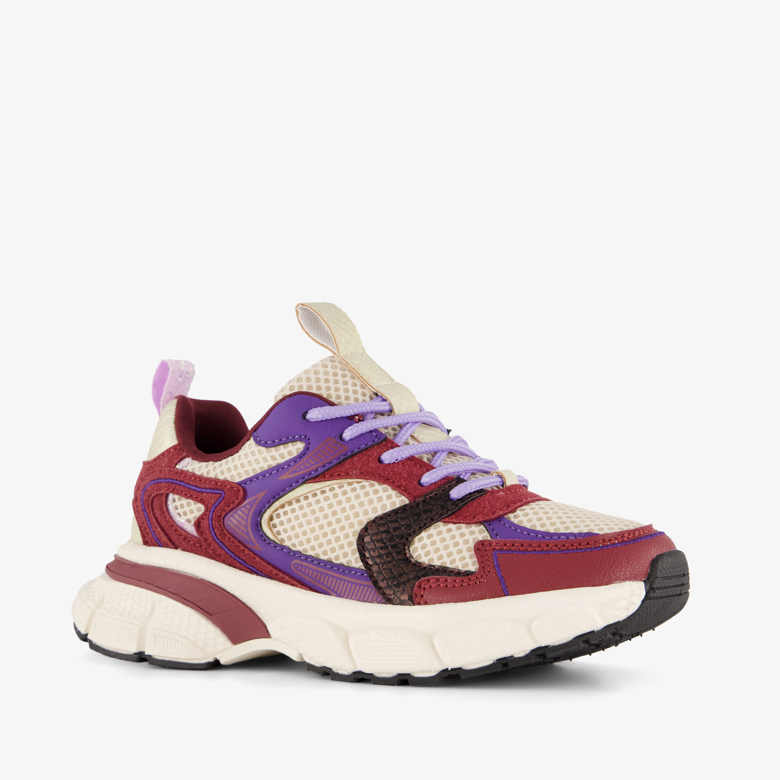 Blue Box metallic meisjes dad sneakers bordeaux beige