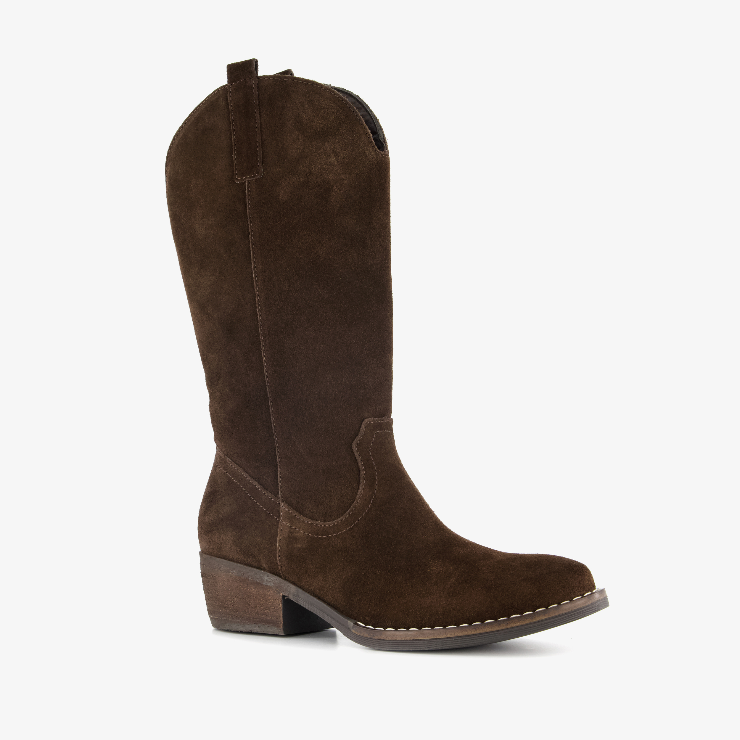 Harper suède dames cowboylaarzen chocoladebruin