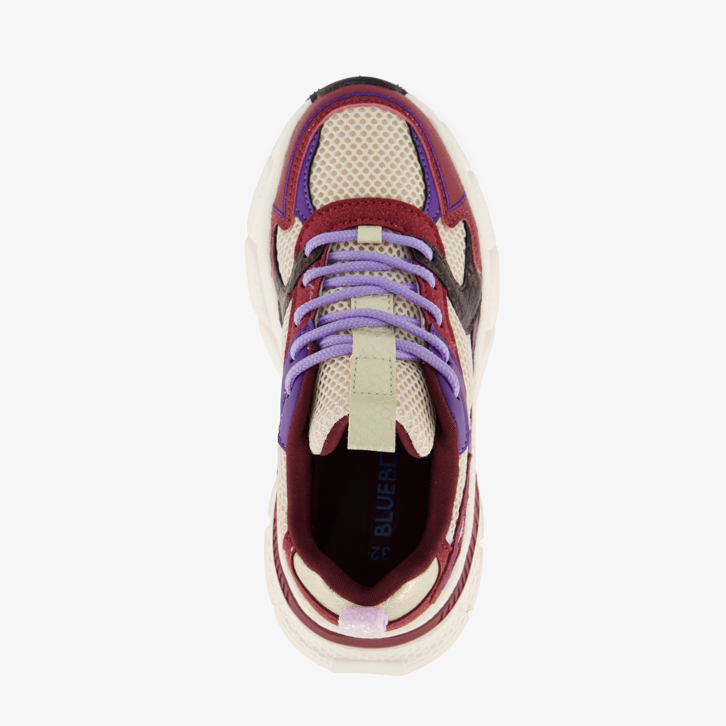 Blue Box metallic meisjes dad sneakers bordeaux beige – foto 4