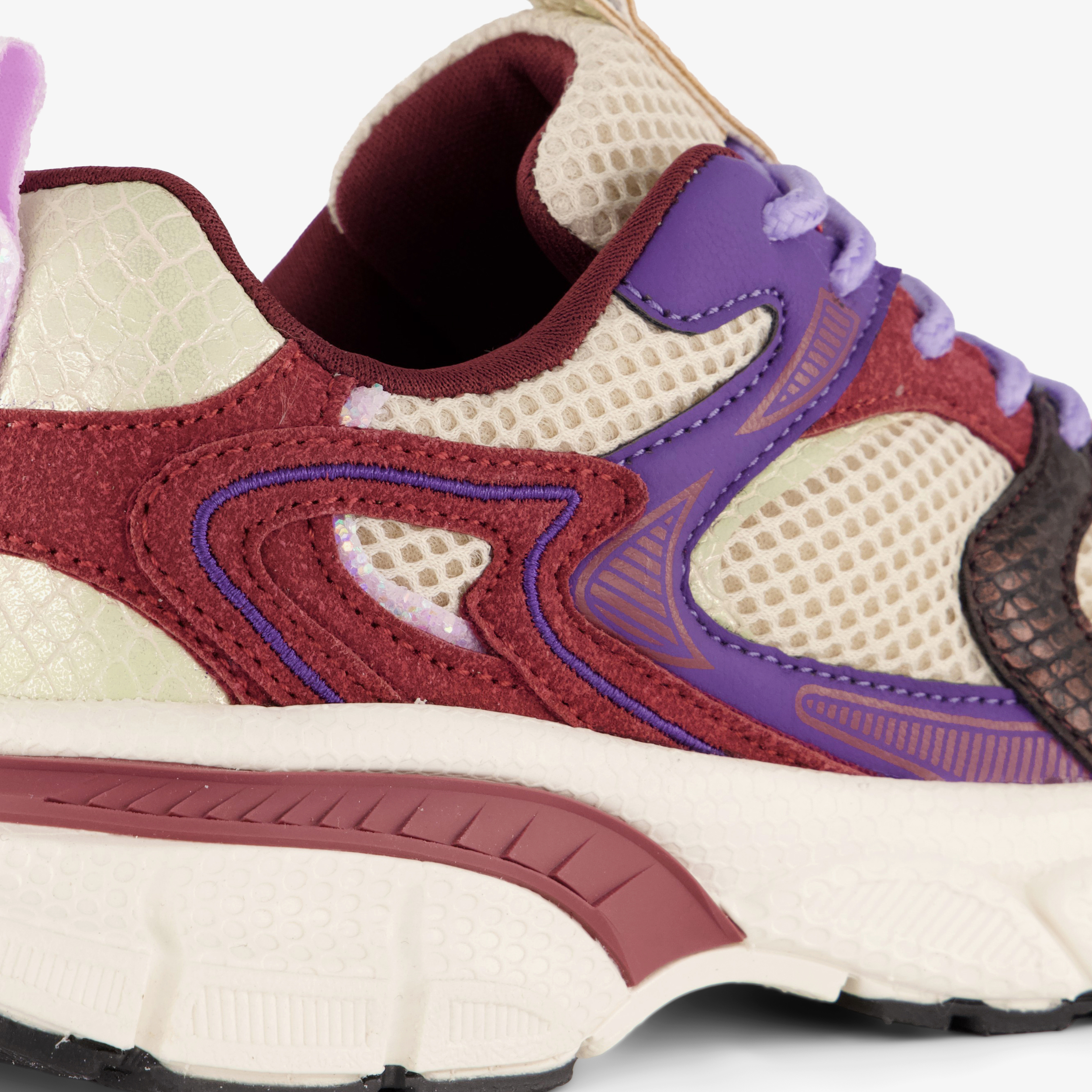 Blue Box metallic meisjes dad sneakers bordeaux beige – foto 5