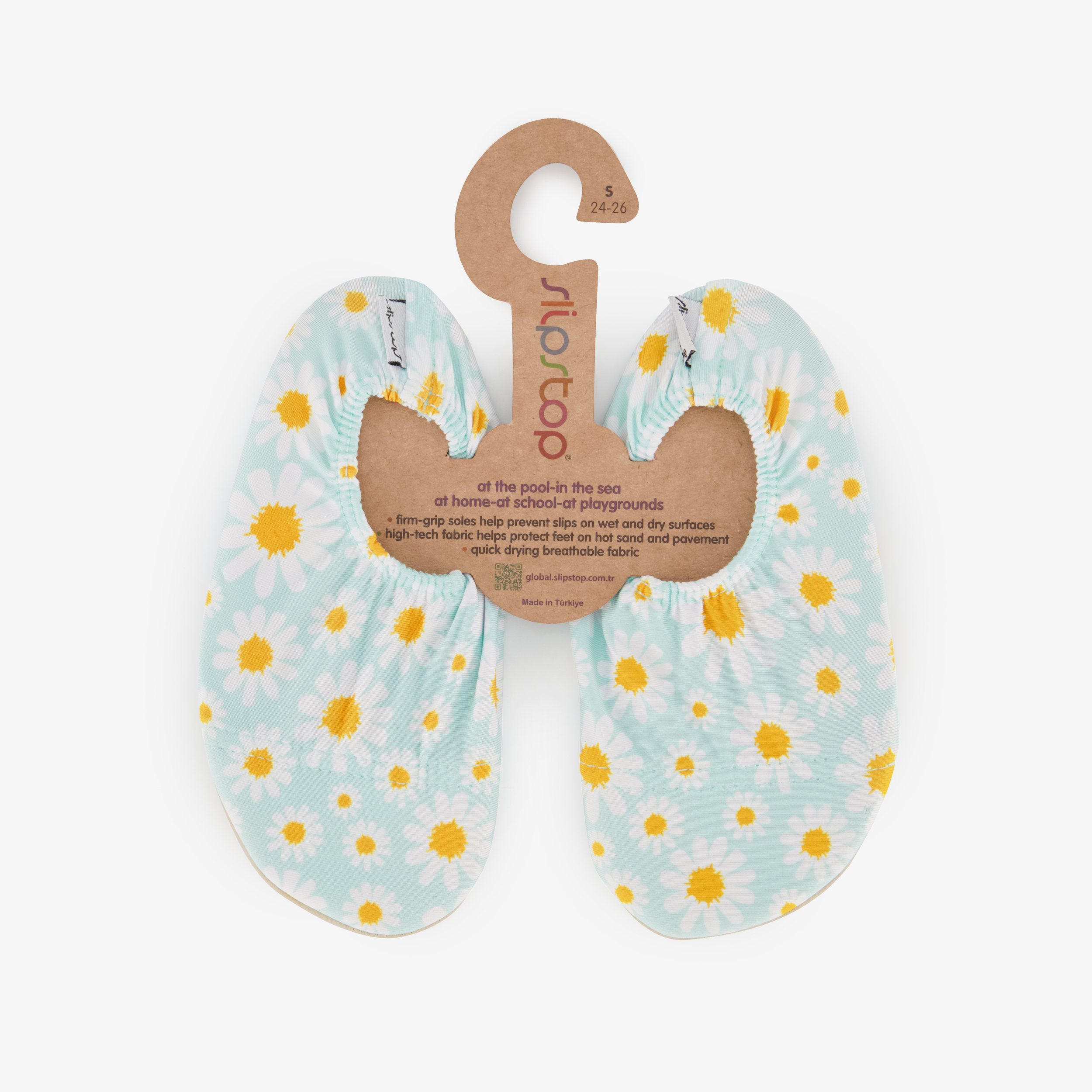 Slipstop kinder schoenen met madeliefjes lichtblauw