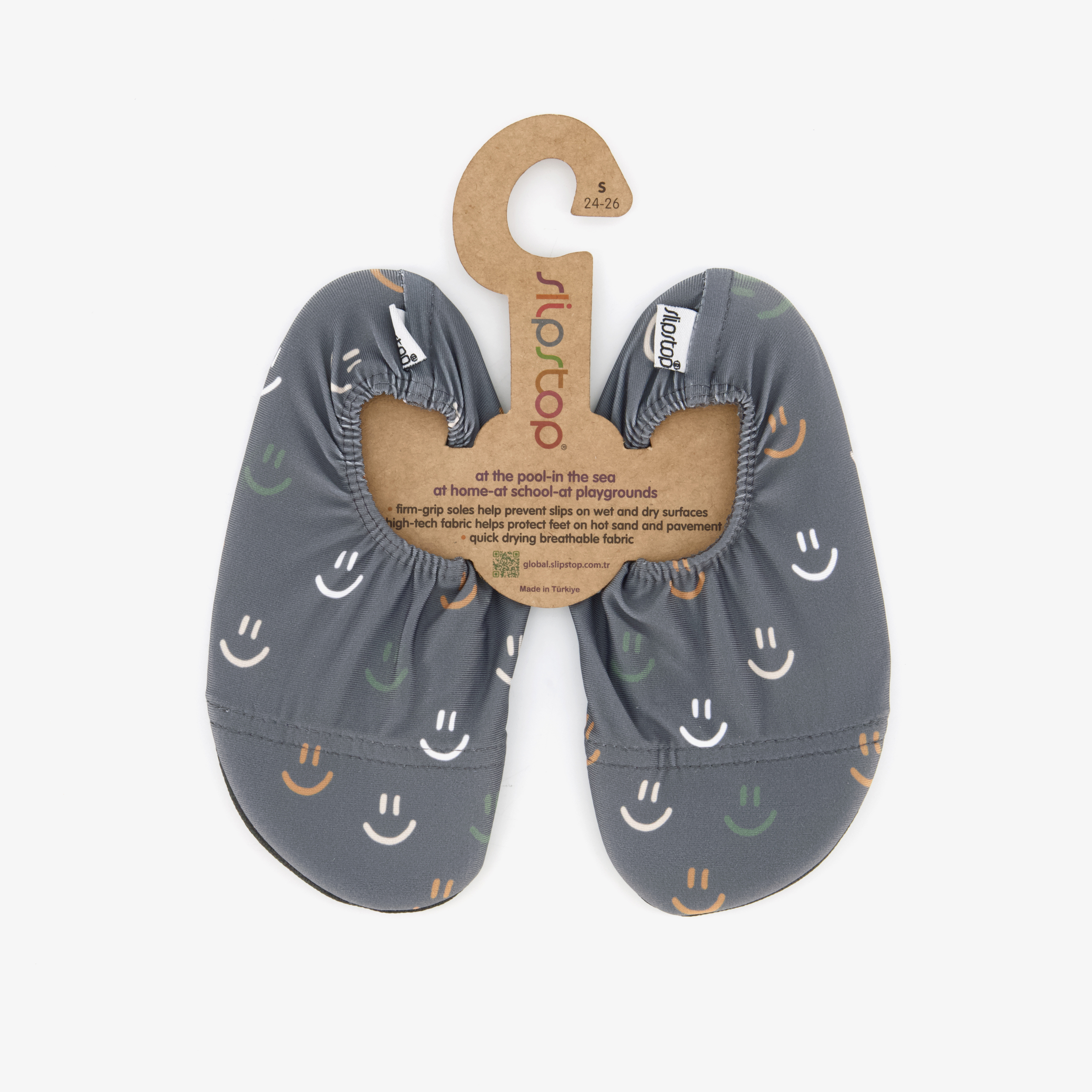 Slipstop Smiley Grey kinder schoenen grijs