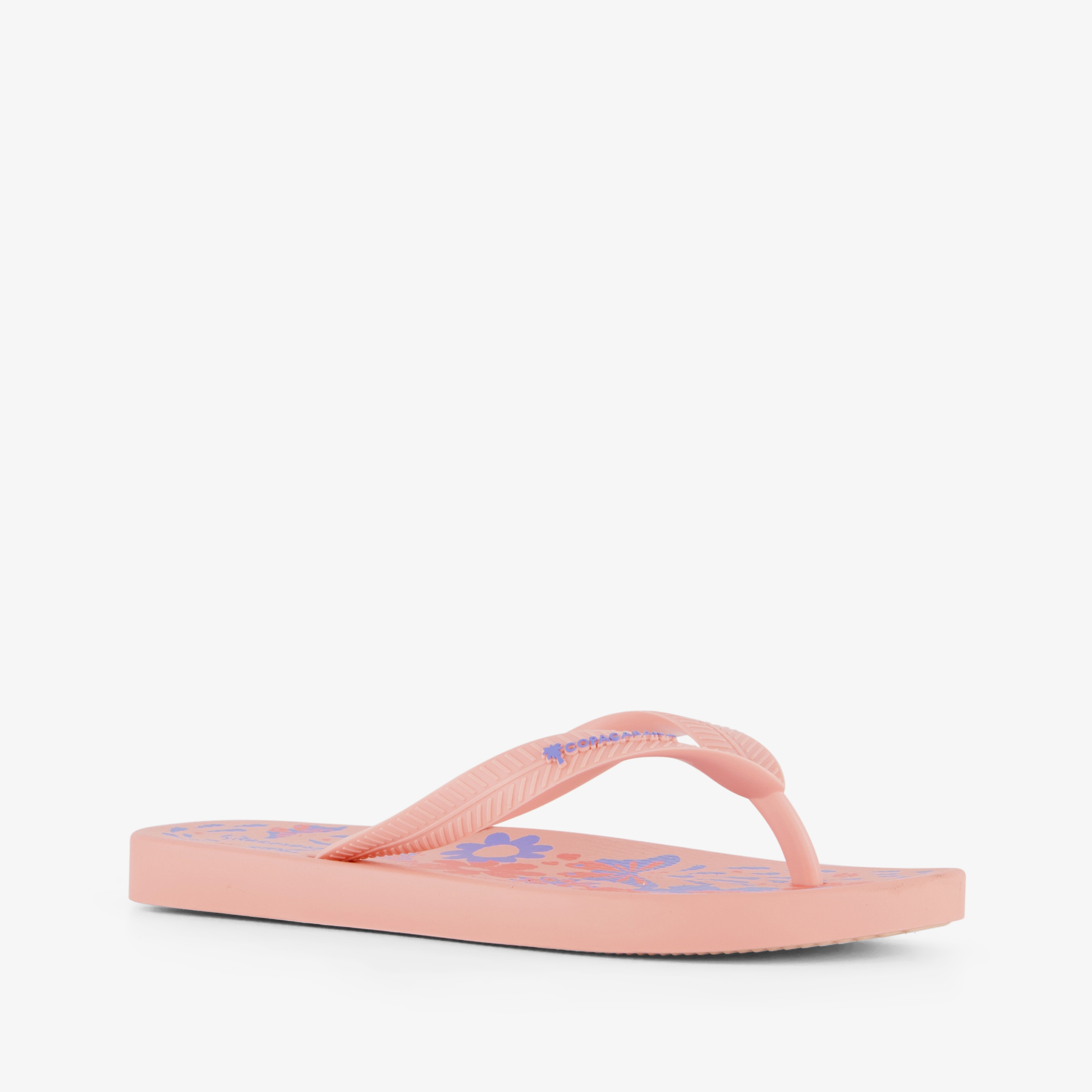Copacabana kinder teenslippers roze met bloemen