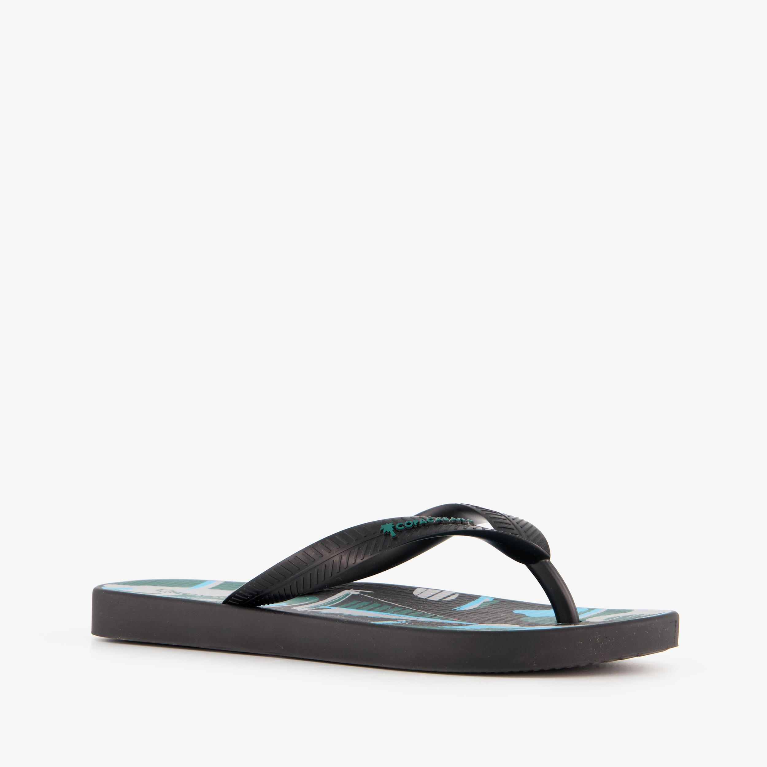 Copacabana kinder teenslippers zwart met zeilboot
