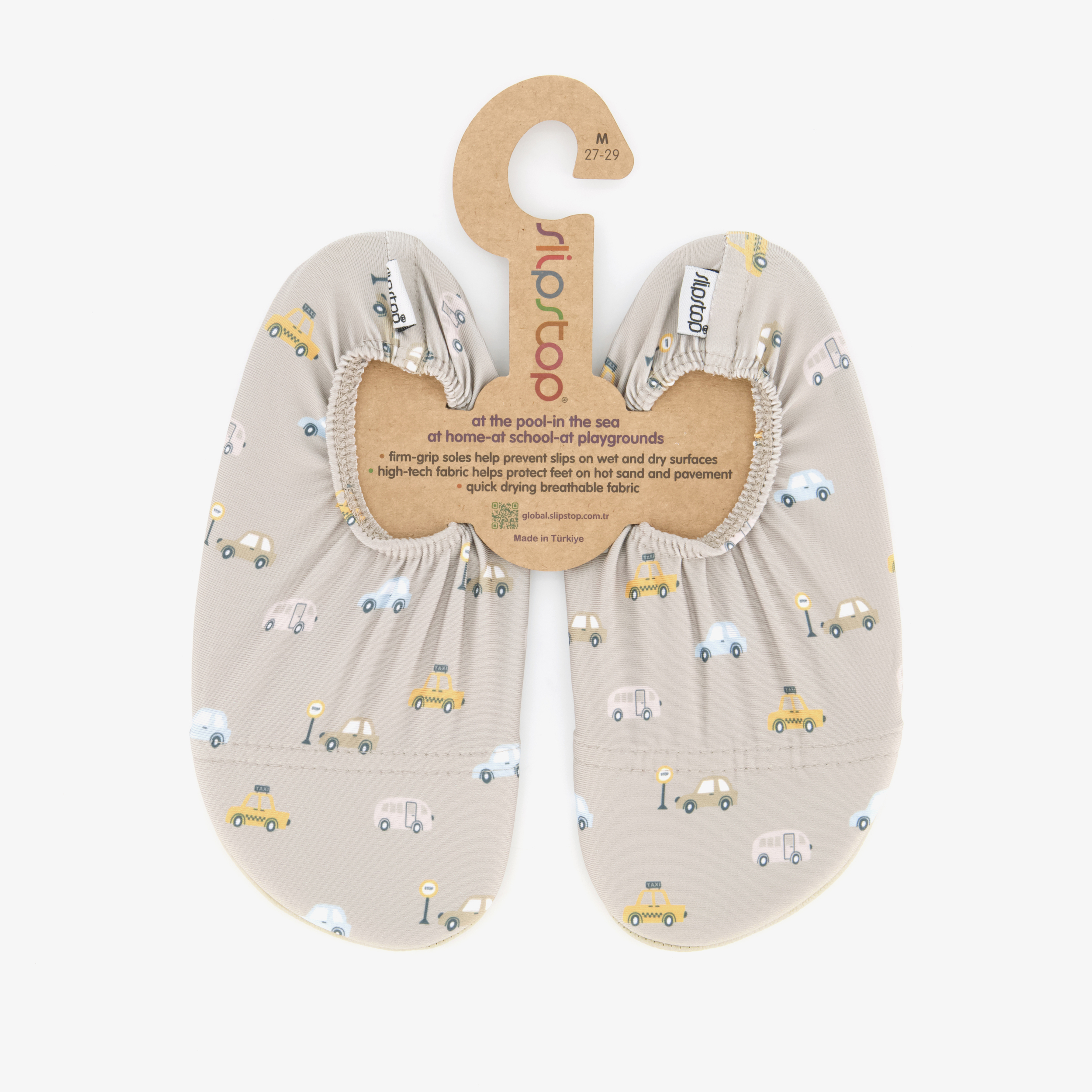 Slipstop Cars Naturel kinder schoenen beige