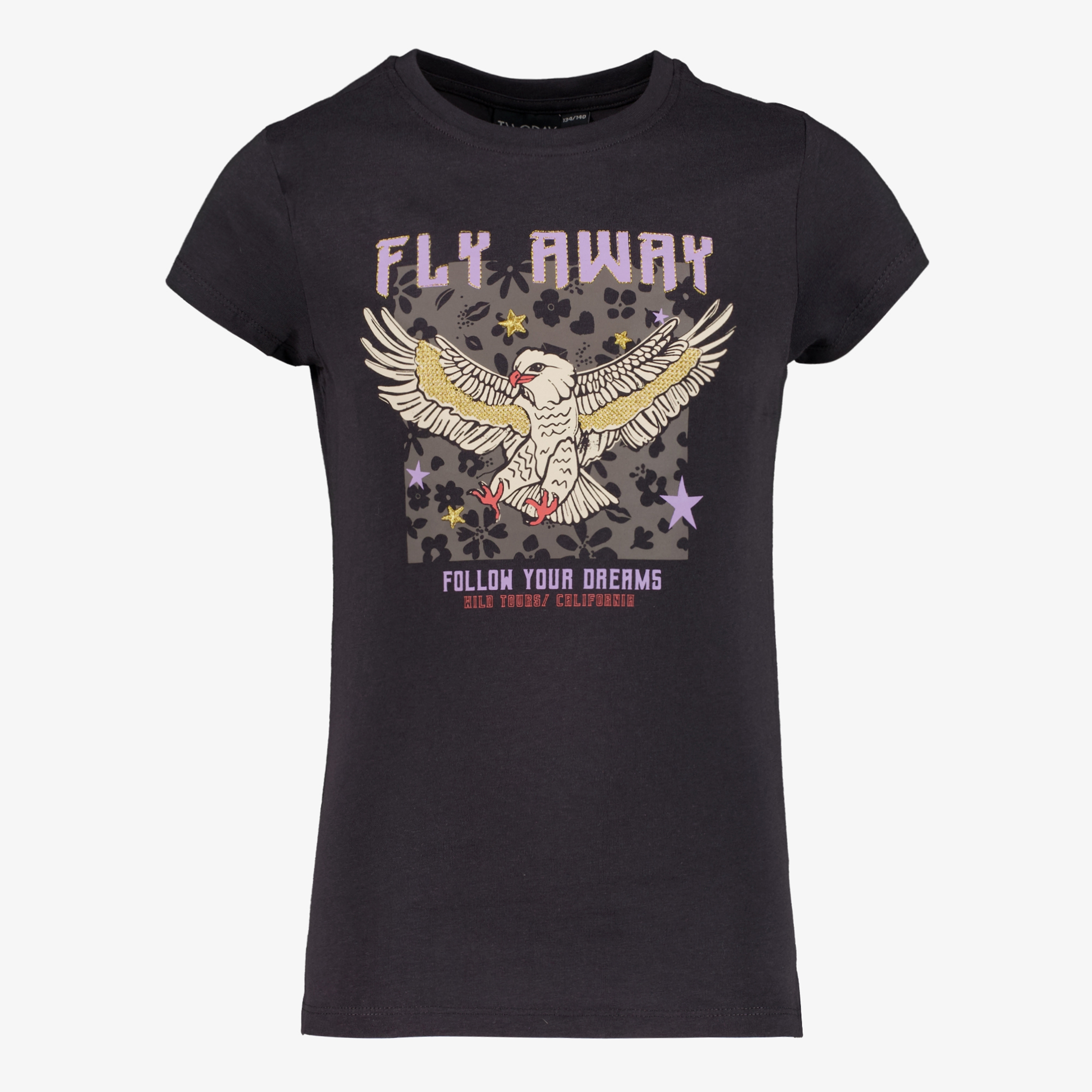TwoDay meisjes T-shirt met adelaar zwart