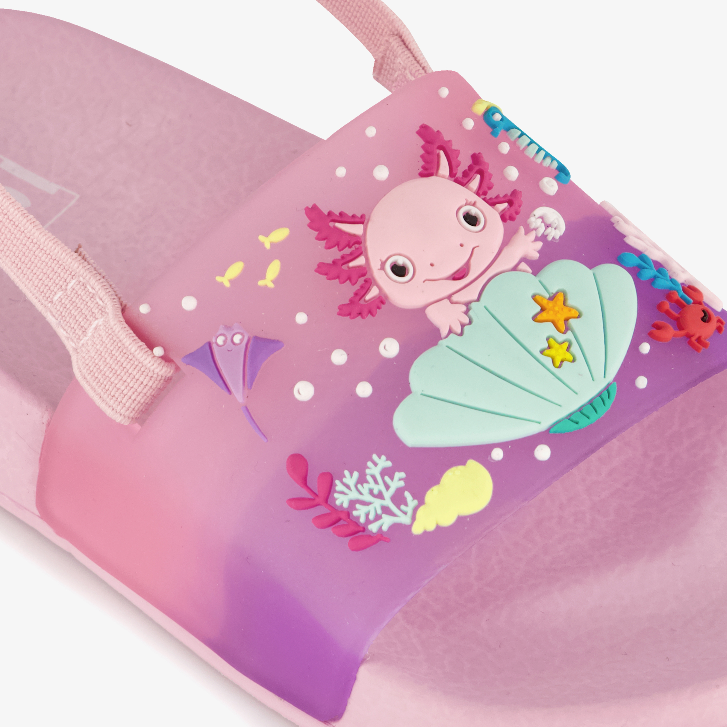 Roze meisjes badslippers met axolotl – foto 5