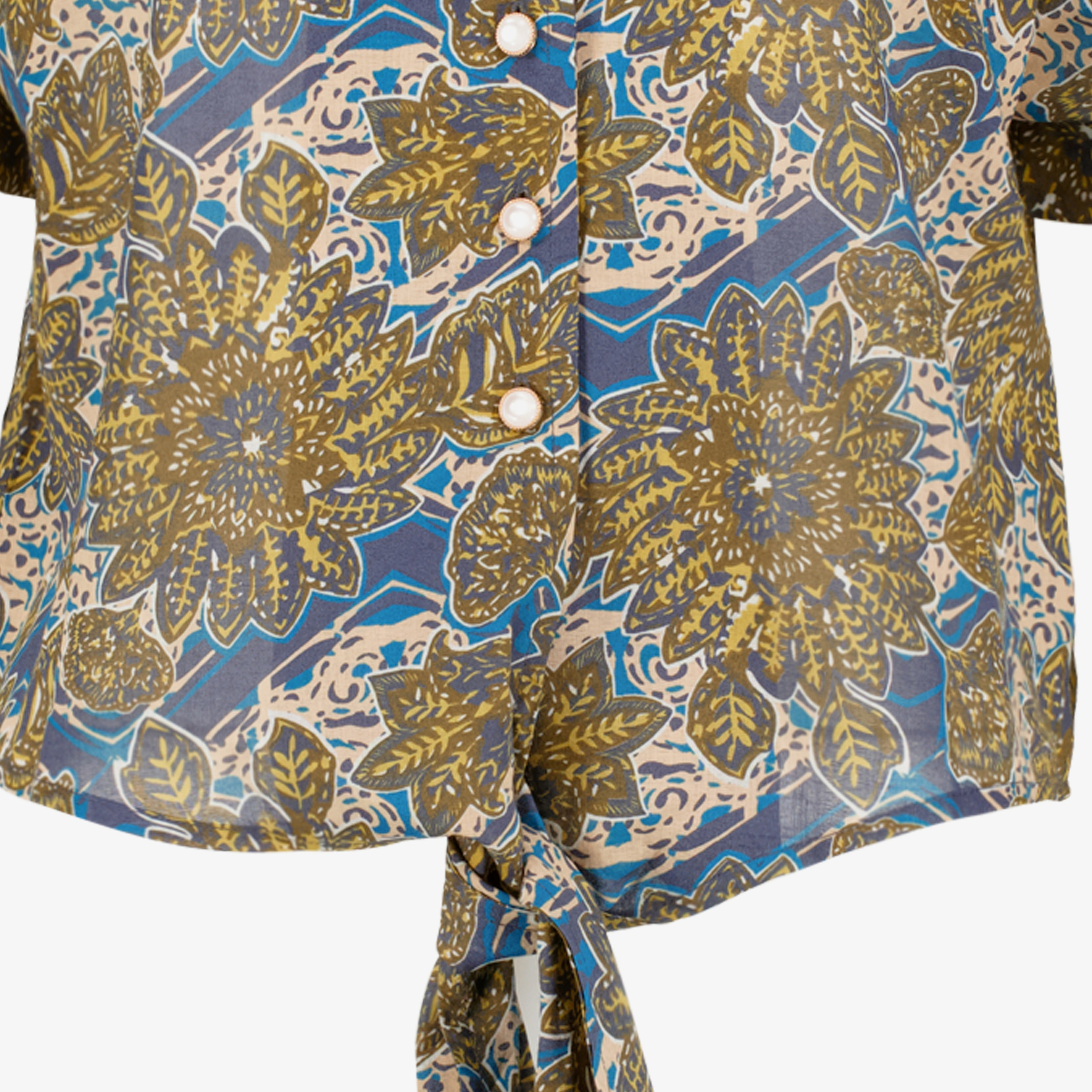 TwoDay dames blouse met knoopdetail blauw bruin t-shirts & tops – foto 2