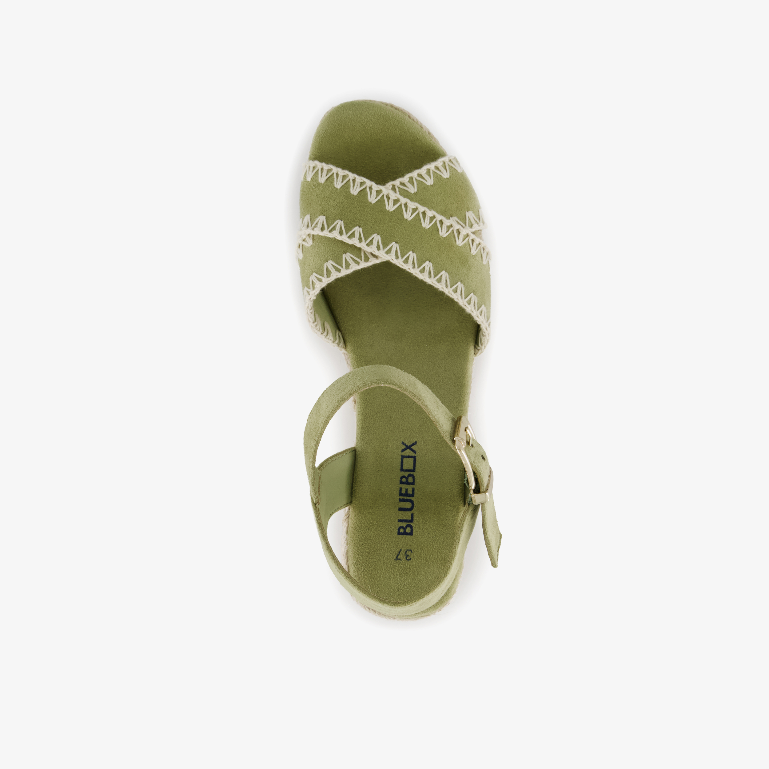 Blue Box dames espadrilles met sleehak groen sandalen – foto 4