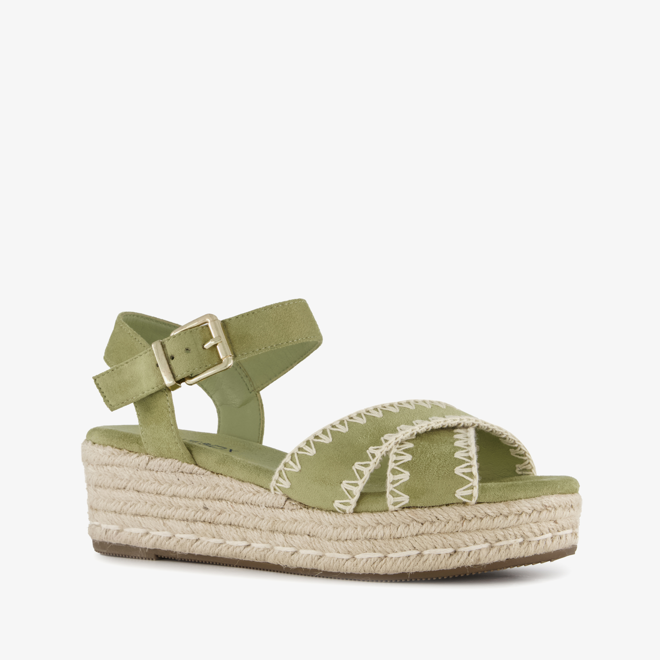 Blue Box dames espadrilles met sleehak groen sandalen