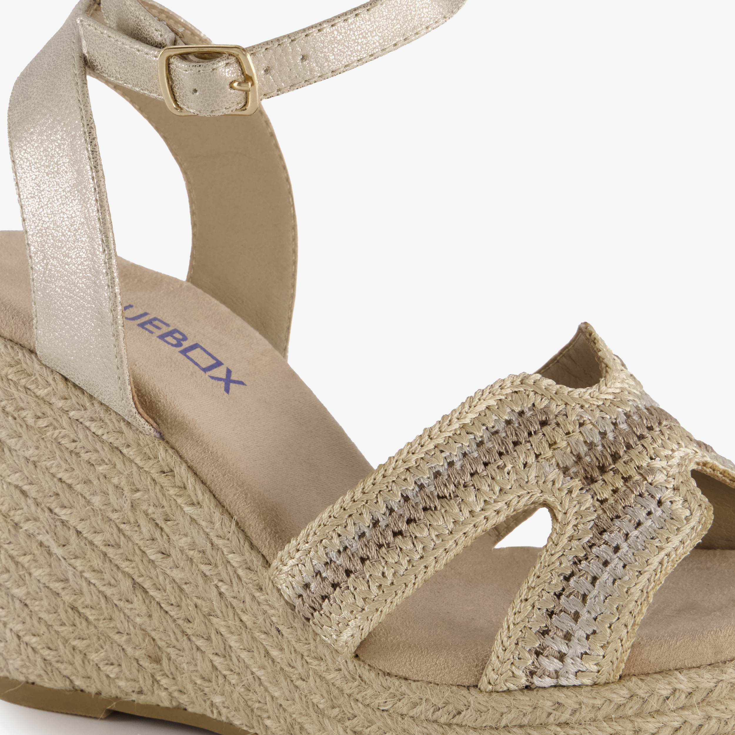Blue Box dames espadrilles met jute en sleehak beige sandalen – foto 5