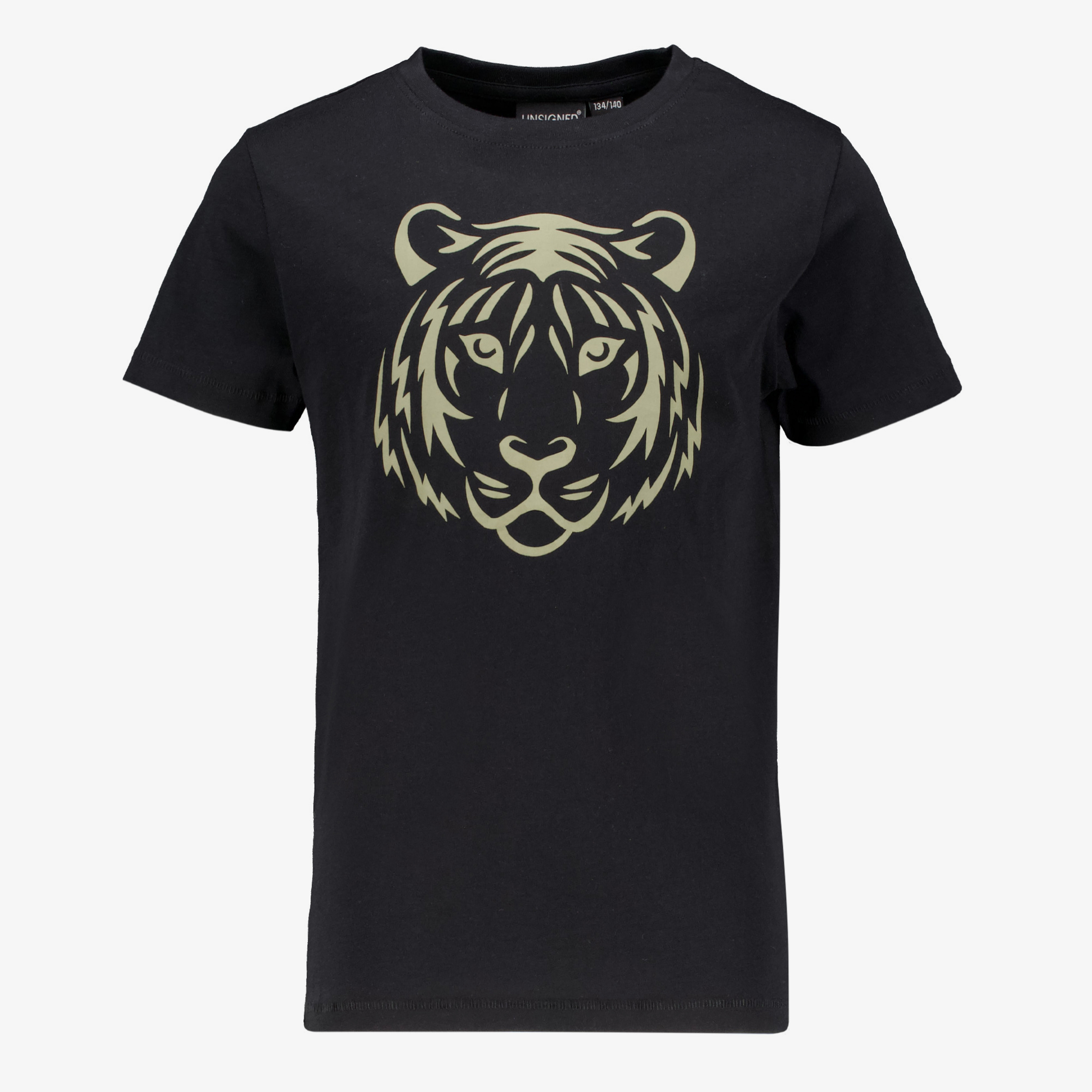 Unsigned jongens T-shirt met tijgerkop zwart