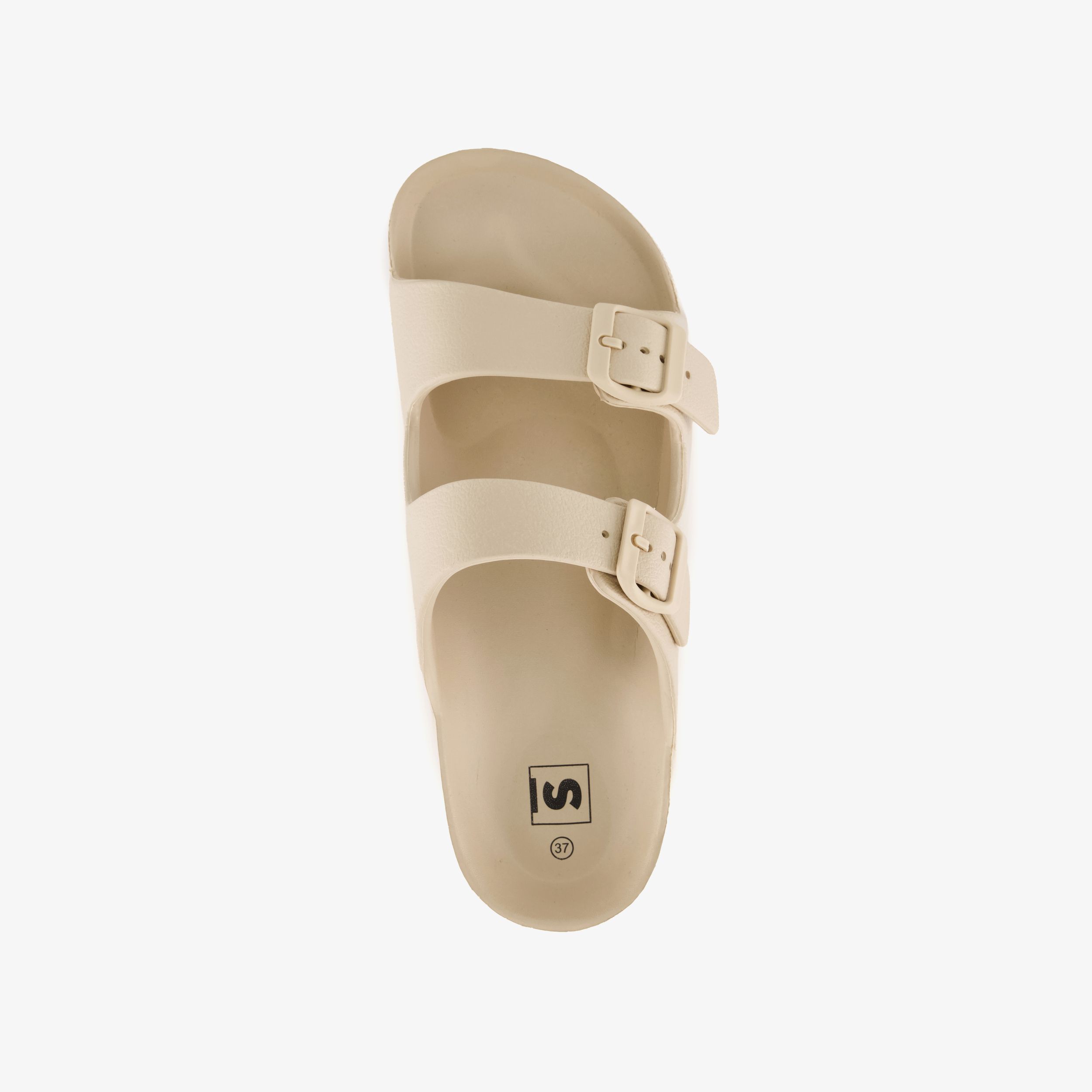 Dames badslippers met gesp beige – foto 4