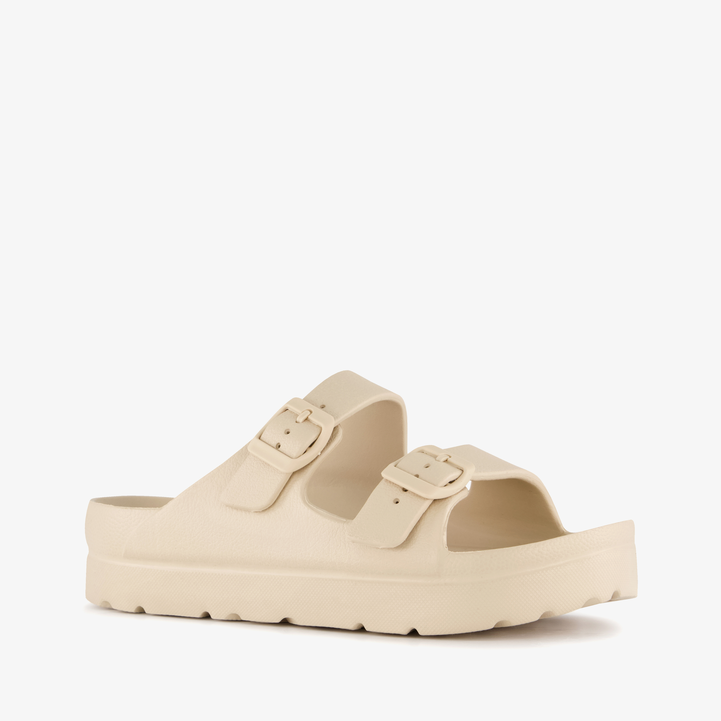 Dames badslippers met gesp beige