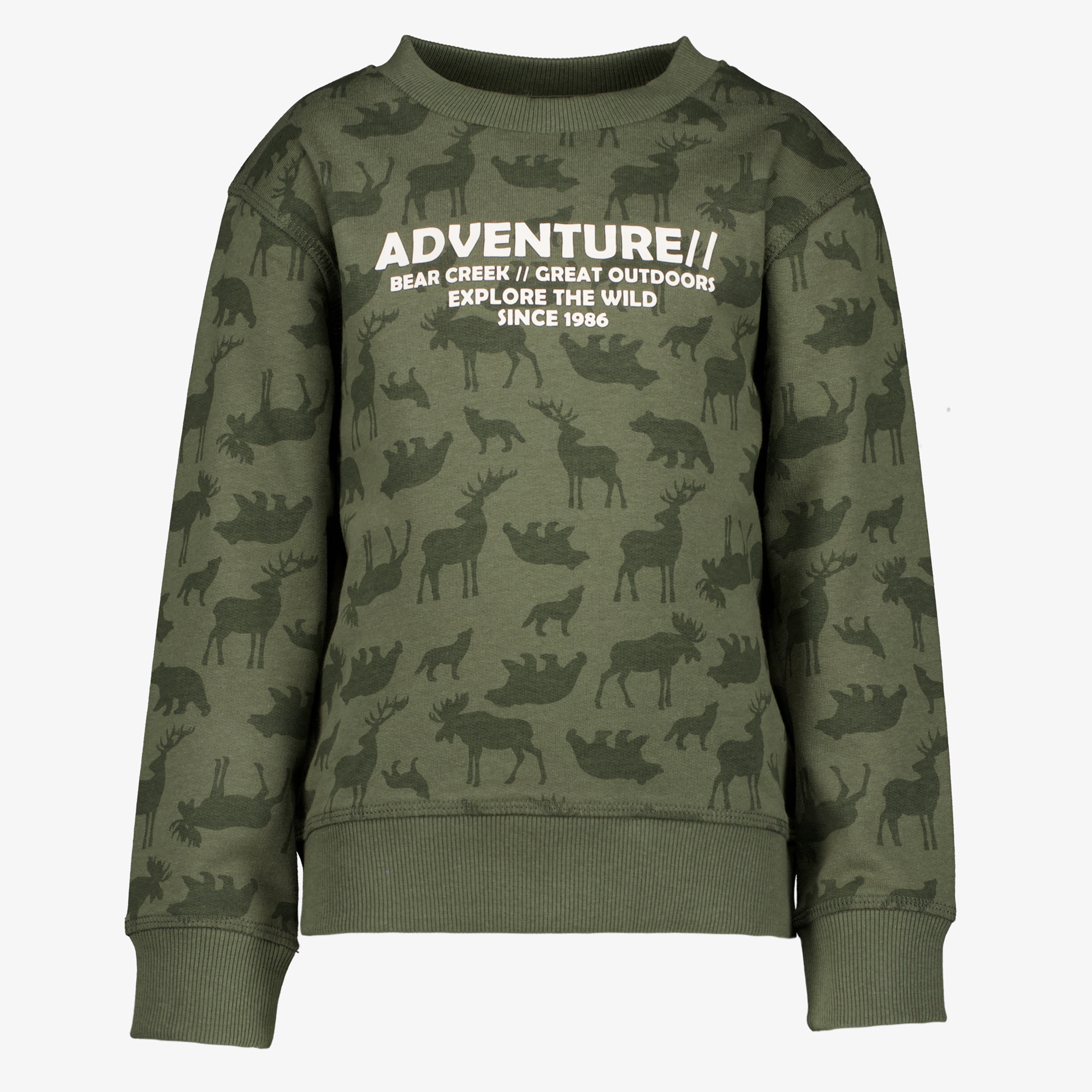 Unsigned jongens sweater met bosdieren groen