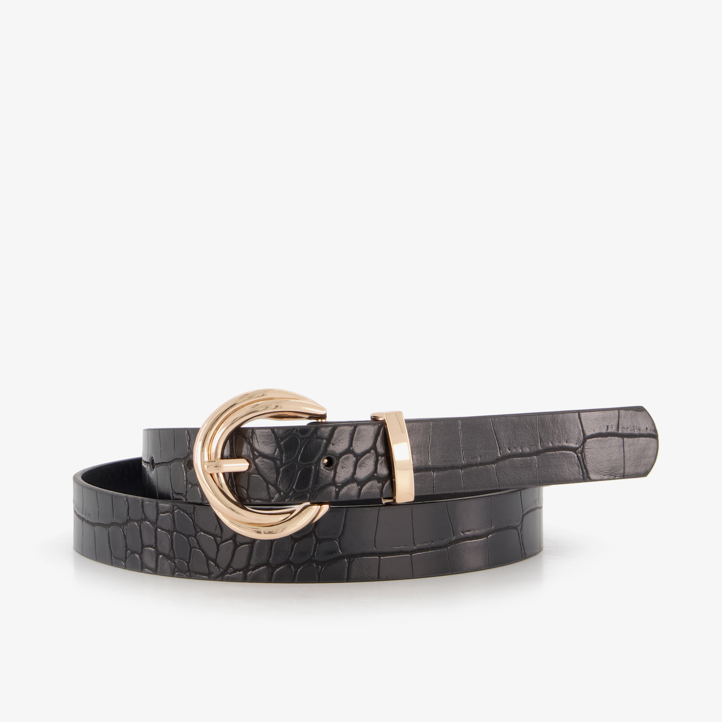 Dames riem met croco print zwart