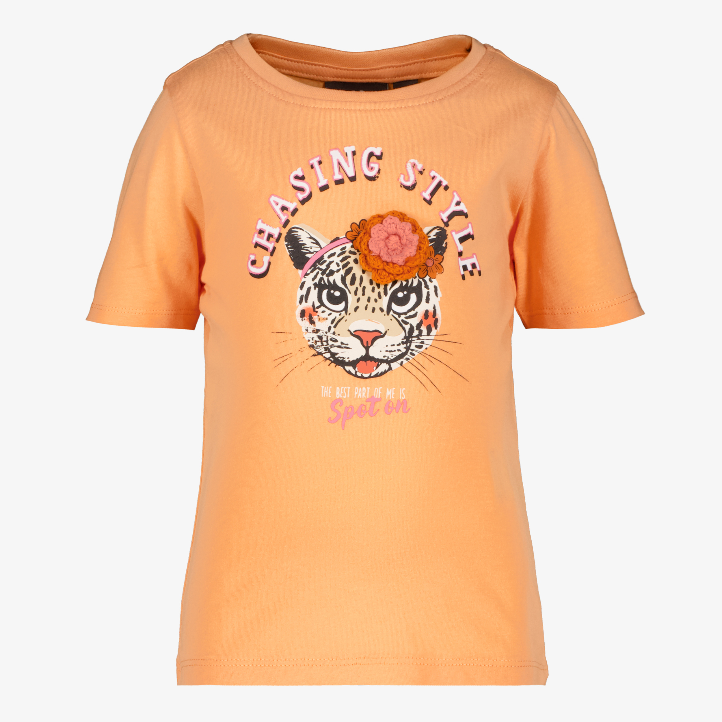 TwoDay meisjes T-shirt met panterkop oranje
