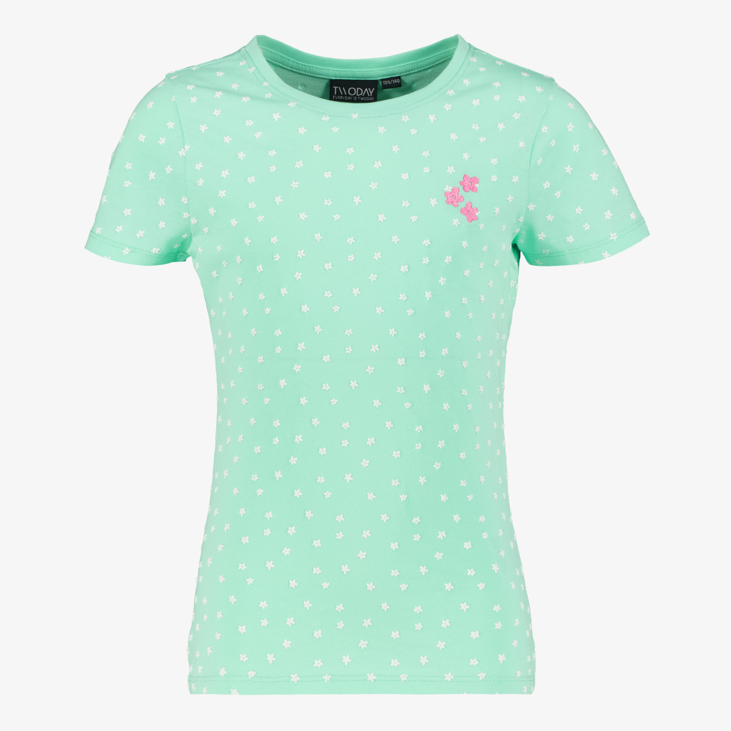 TwoDay meisjes T-shirt met bloemenprint mintgroen