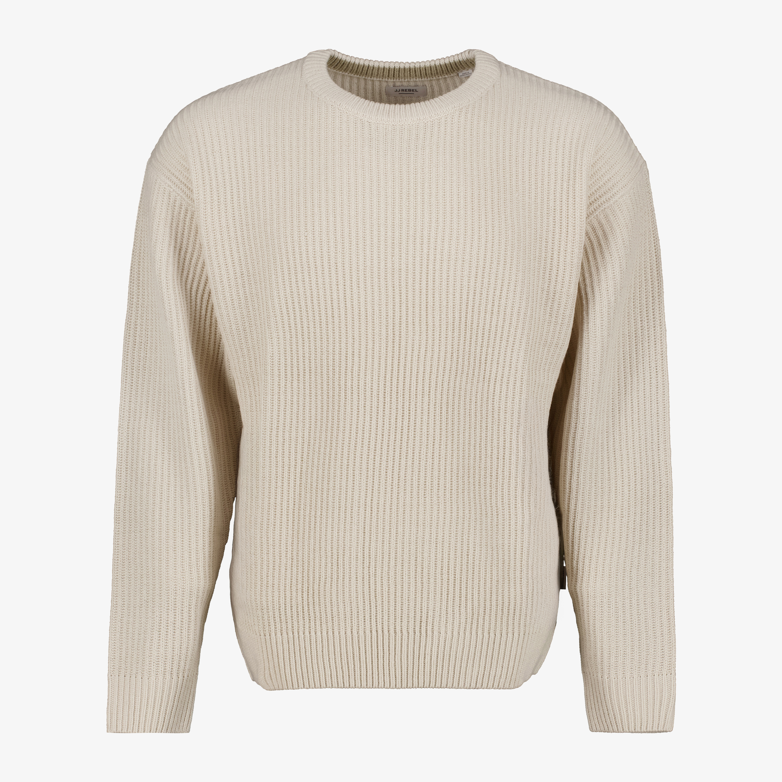 JJ REBEL ribgebreide heren trui beige truien & vesten