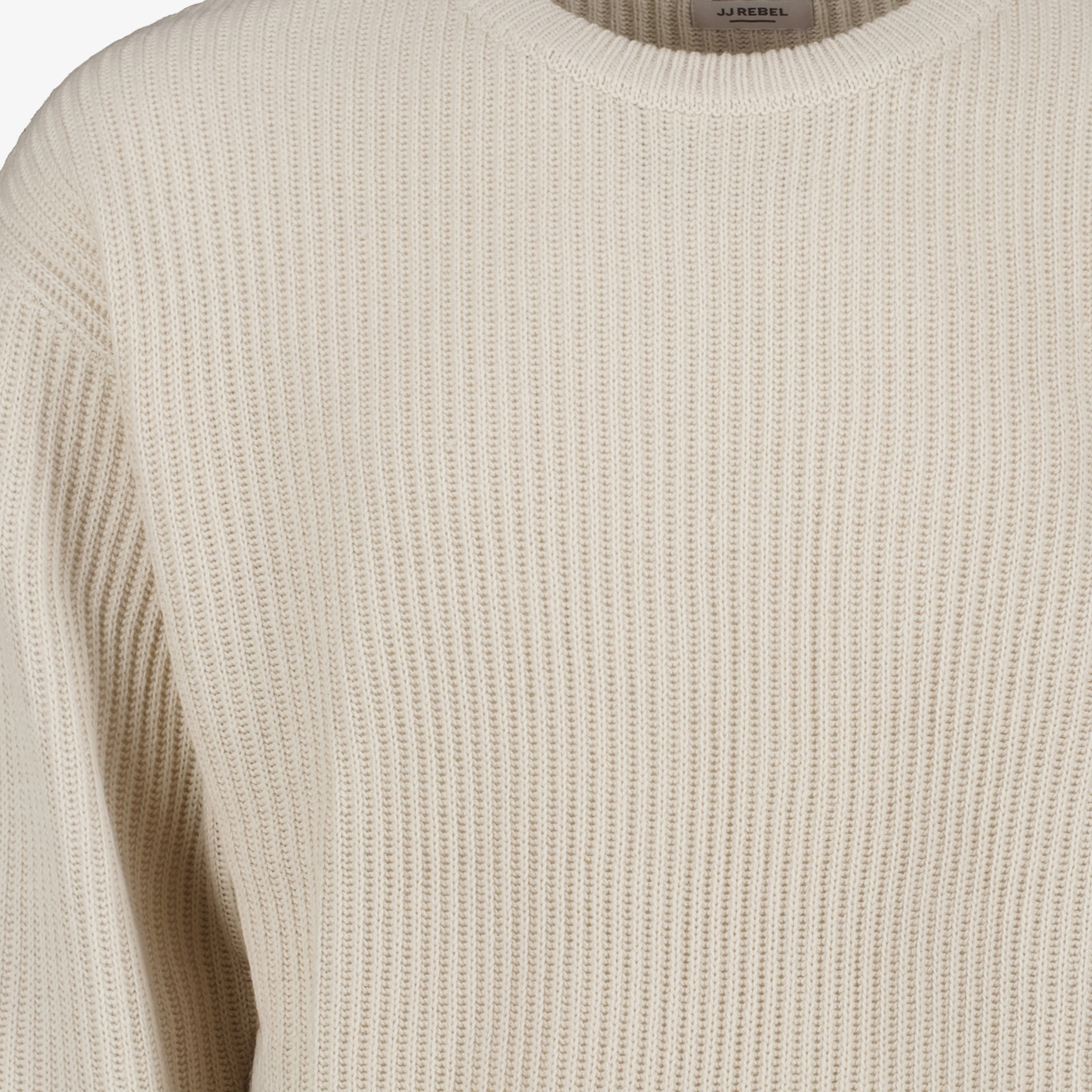 JJ REBEL ribgebreide heren trui beige truien & vesten – foto 2