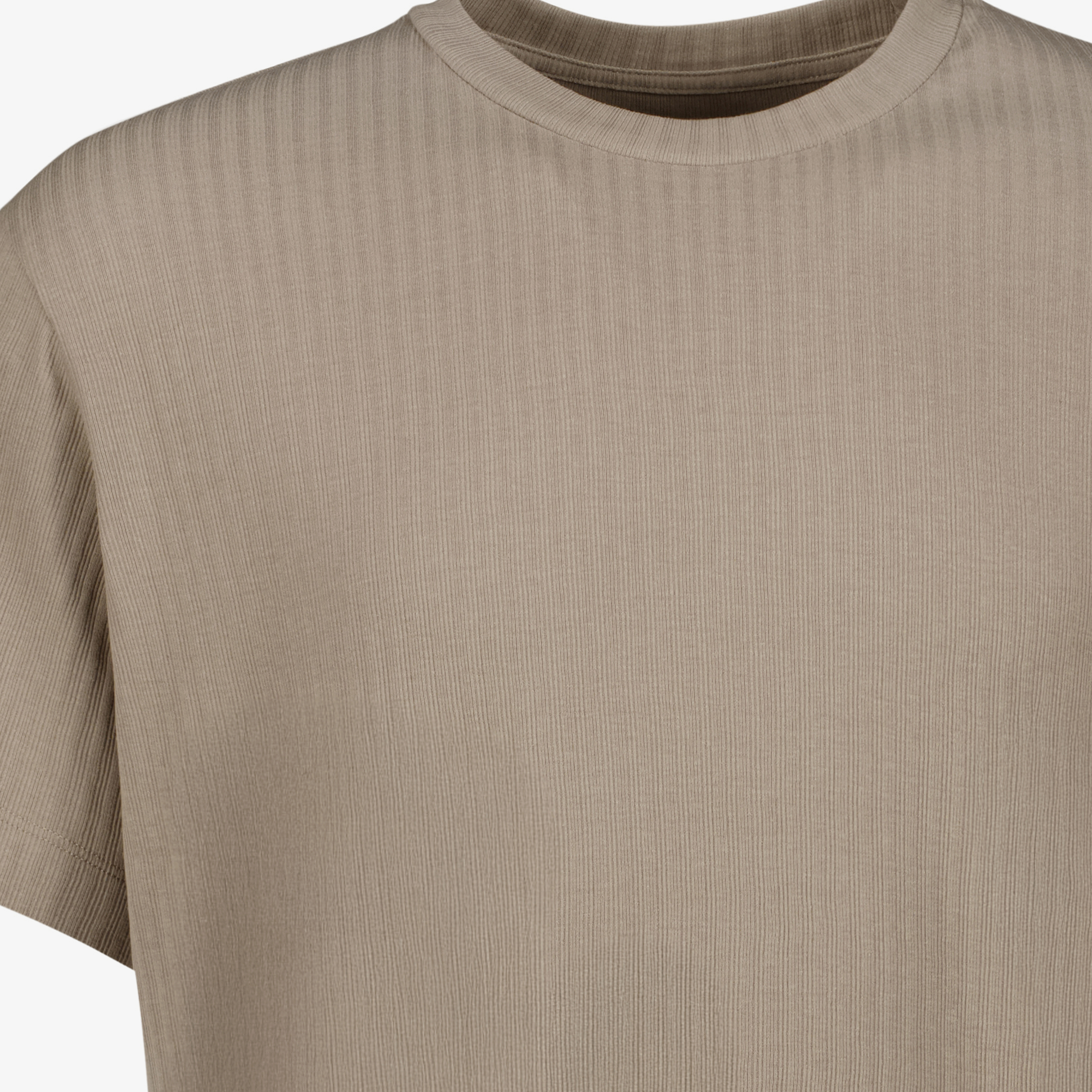JJ REBEL heren T-shirt met ribstructuur beige t-shirts & tops – foto 2