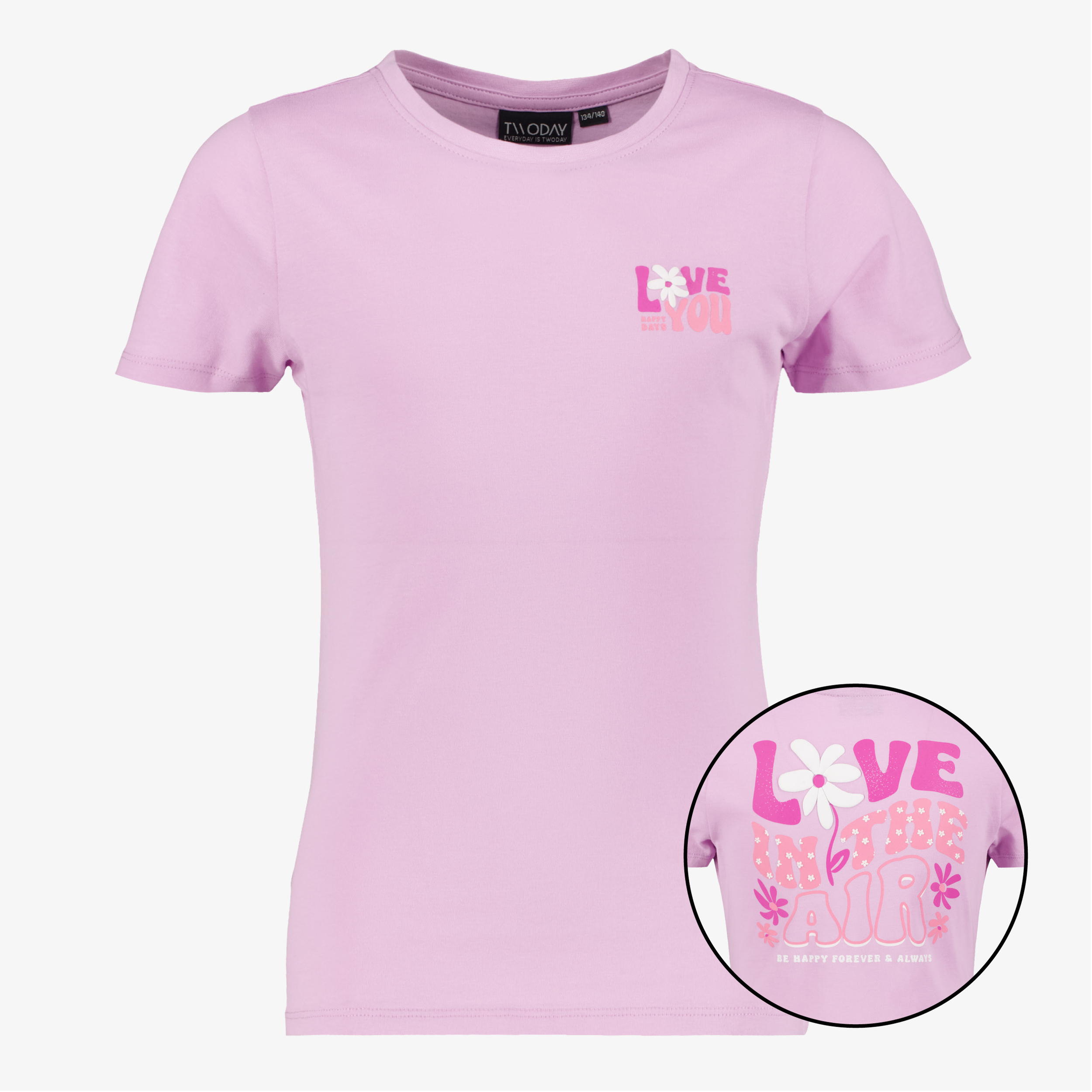 TwoDay meisjes T-shirt met backprint lichtroze