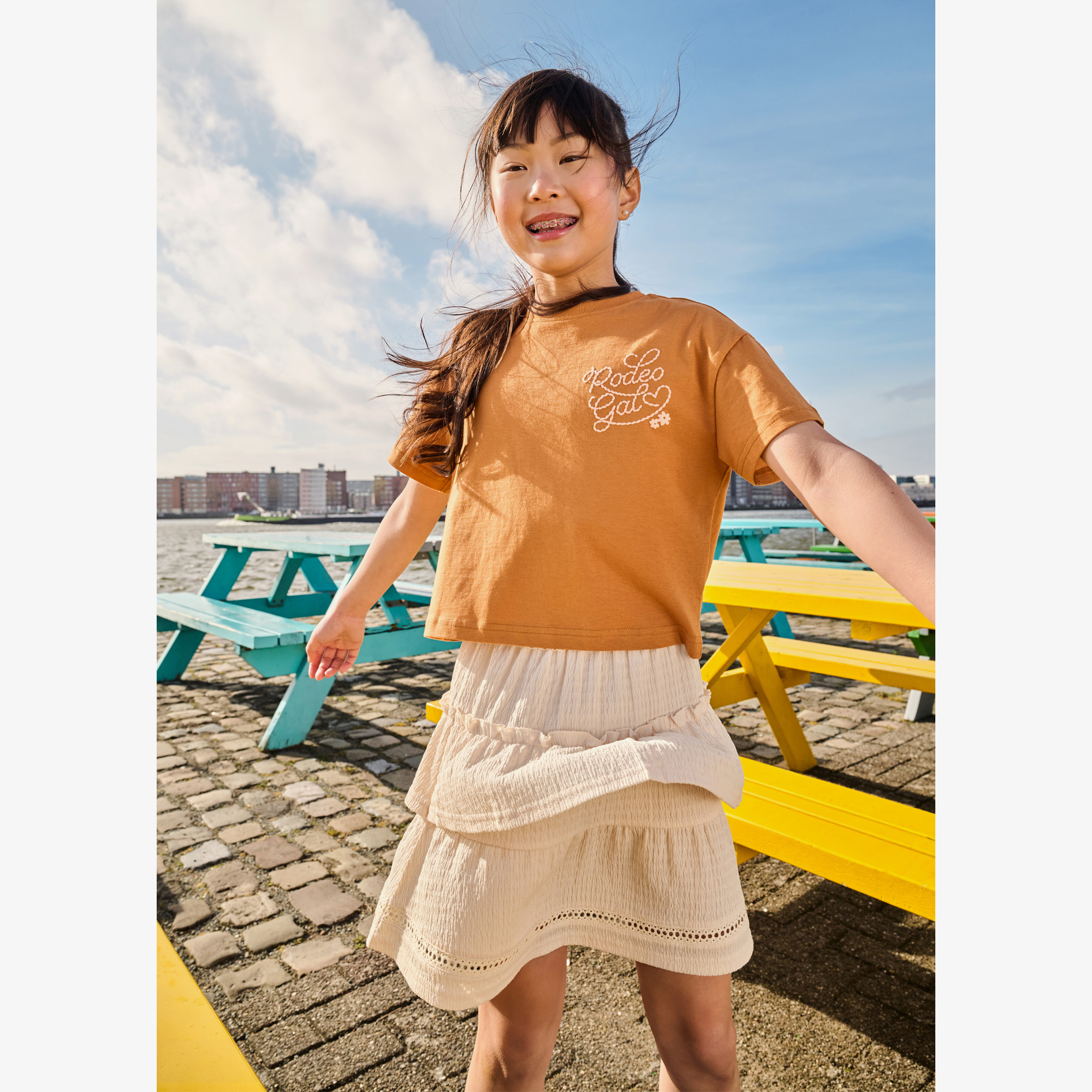 Twoday meisjes rok met ruches beige jurken & rokken – foto 3