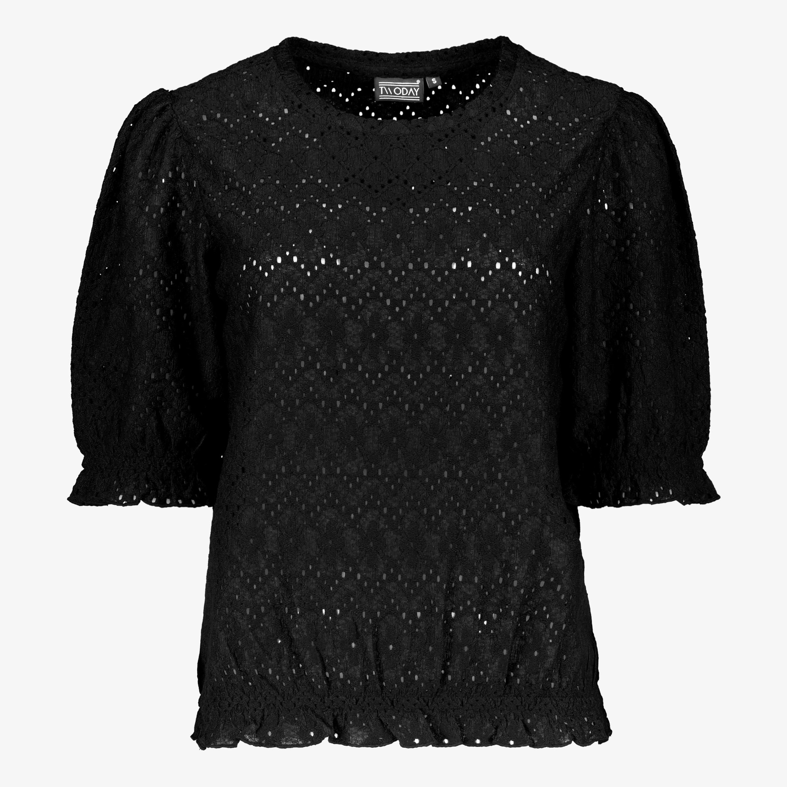 TwoDay dames top met pofmouwen zwart t-shirts & tops