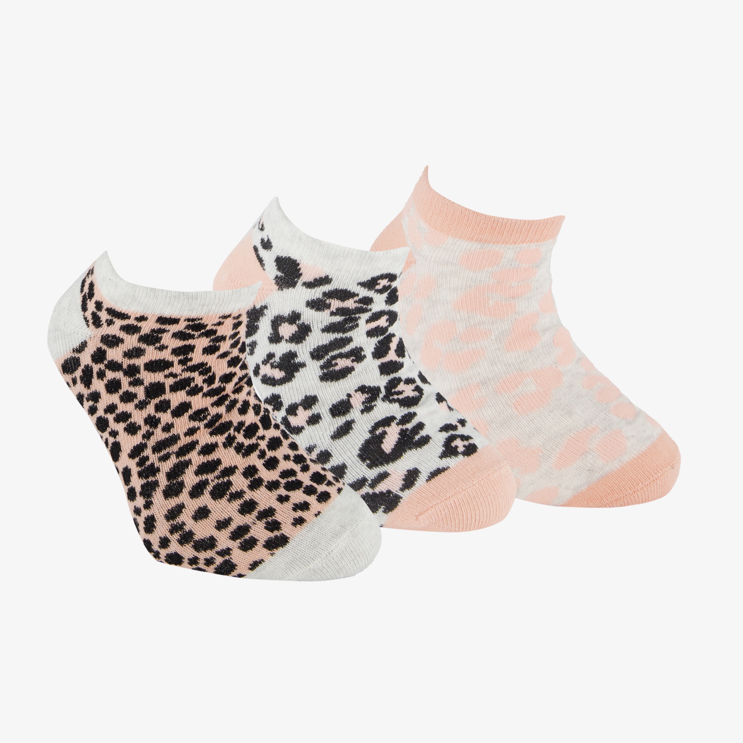 3 paar kinder sneakersokken met panterprint